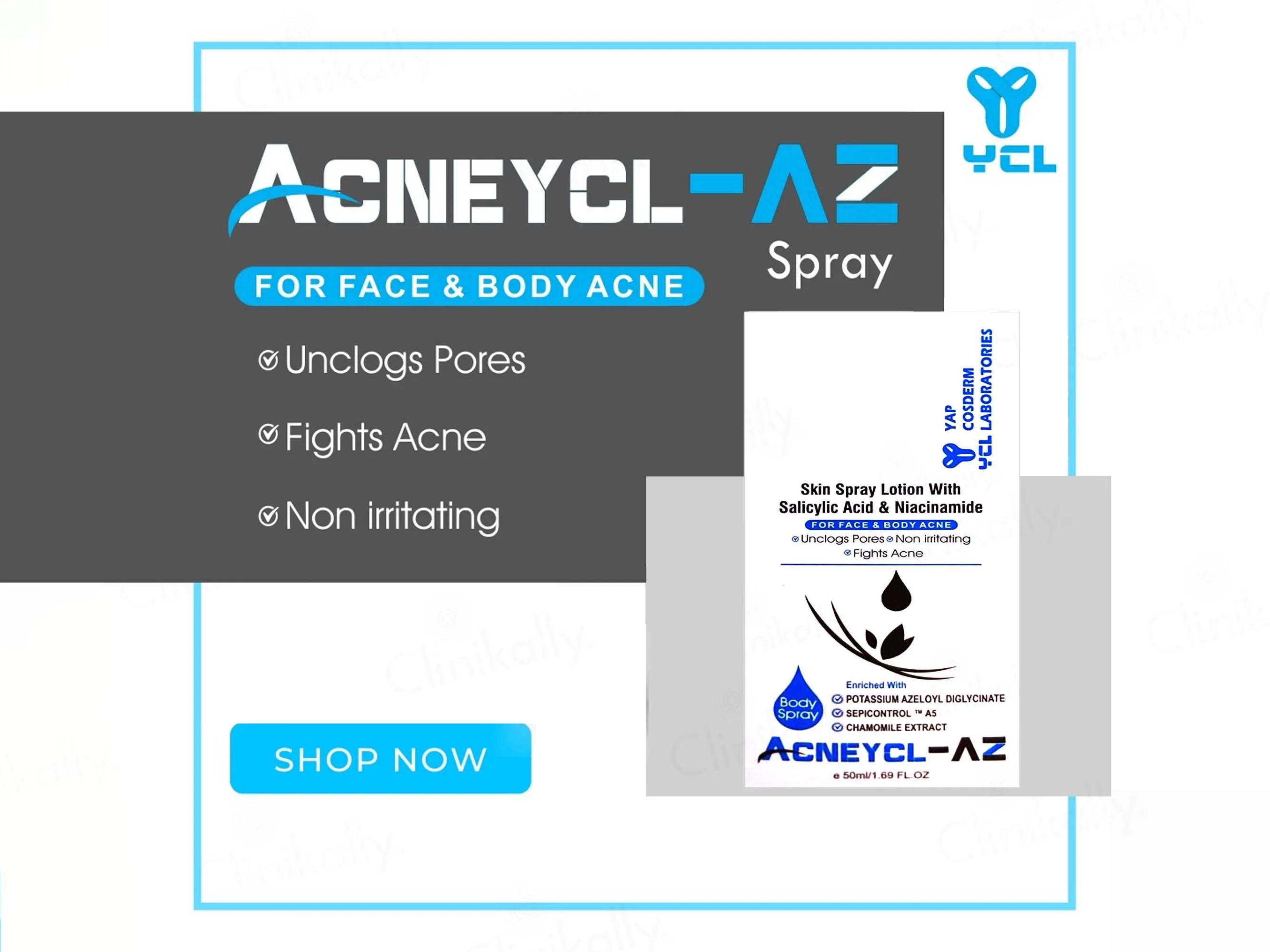 Acneycl-AZ Body Spray For Face & Body Acne - Image 2