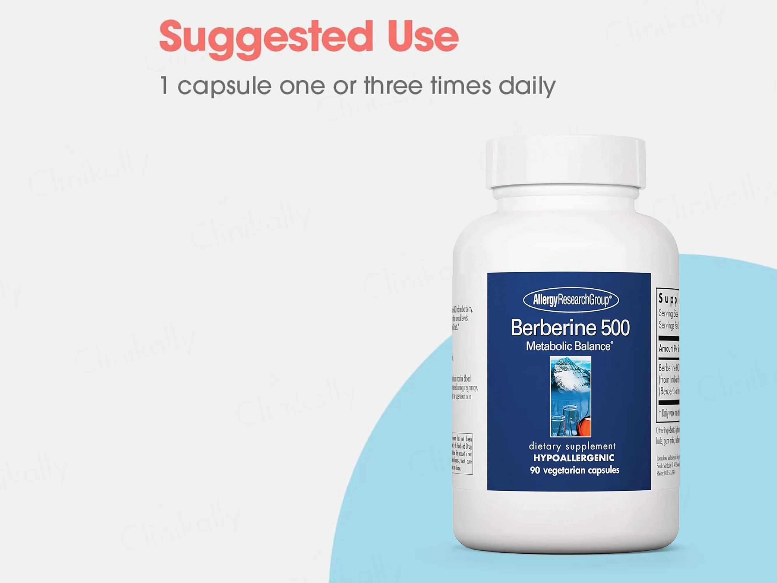 Allergy Research Group Berberine 500 Dietary Supplement Vegetarian Capsule - Image 5