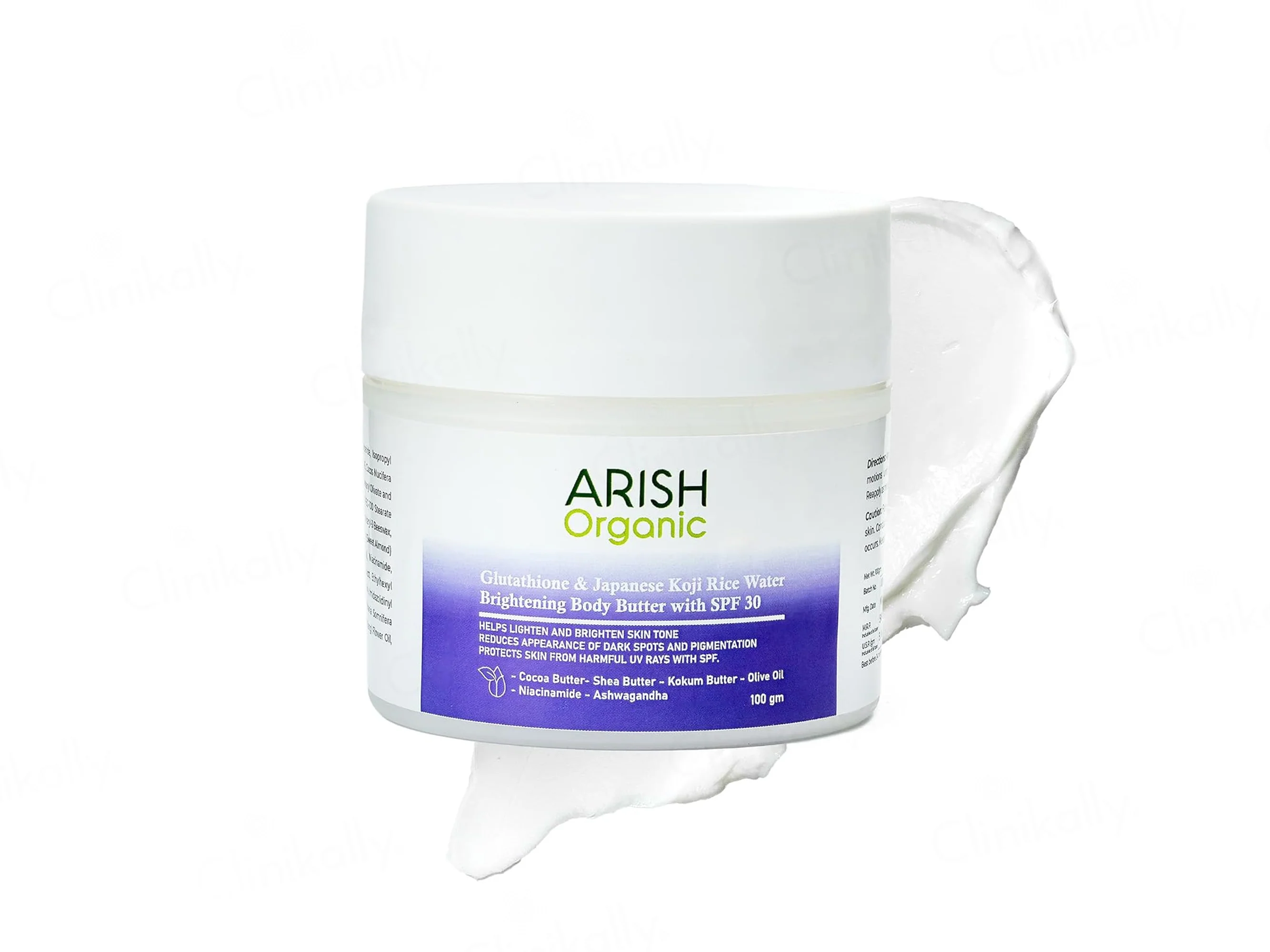 Arish Organic Glutathione & Japanese Koji Rice Water Brightening Body Butter With SPF 30 - Image 5