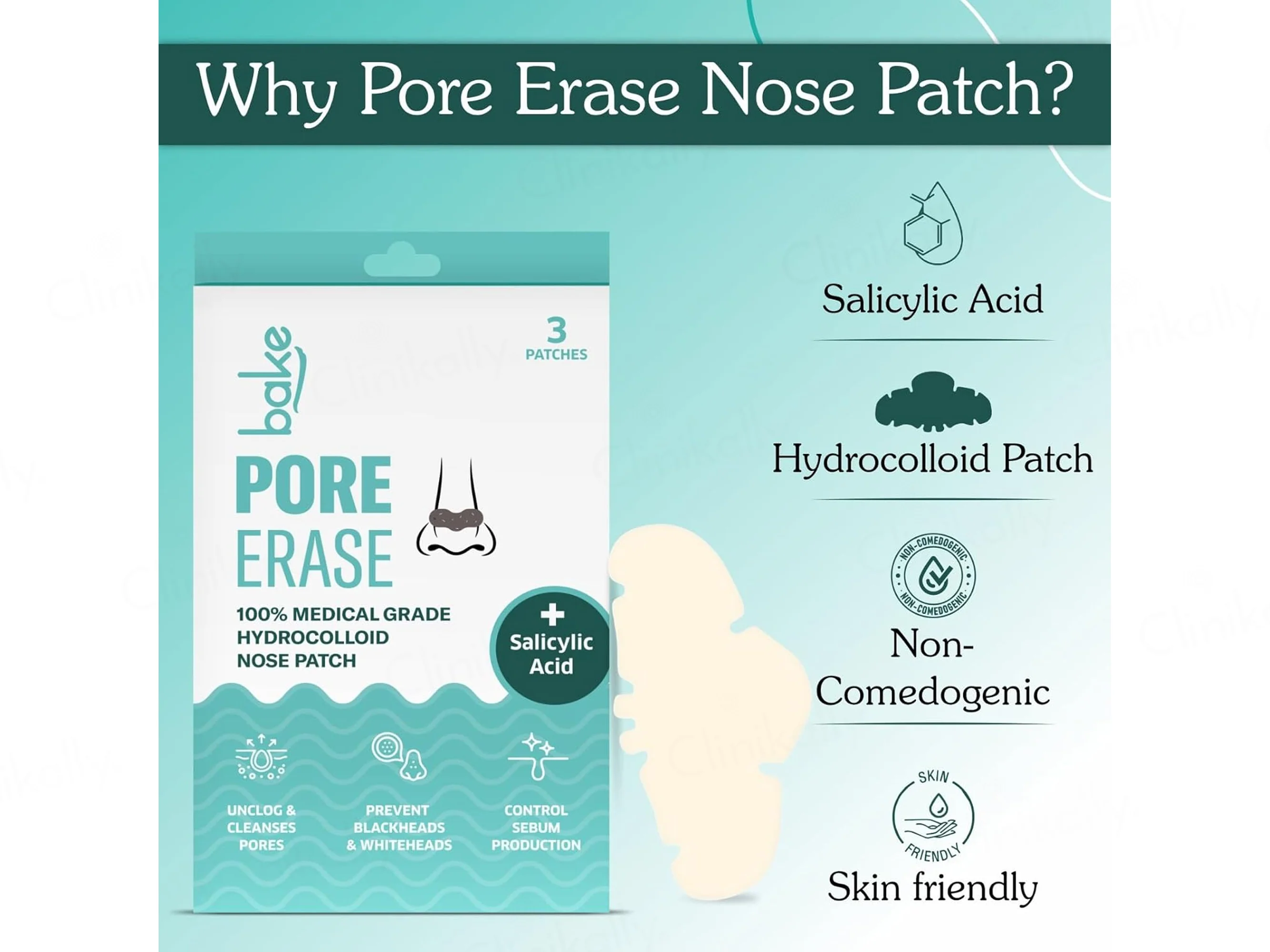 Bake Salicylic Acid Pore Erase Hydrocolloid Nose Patch - Image 9