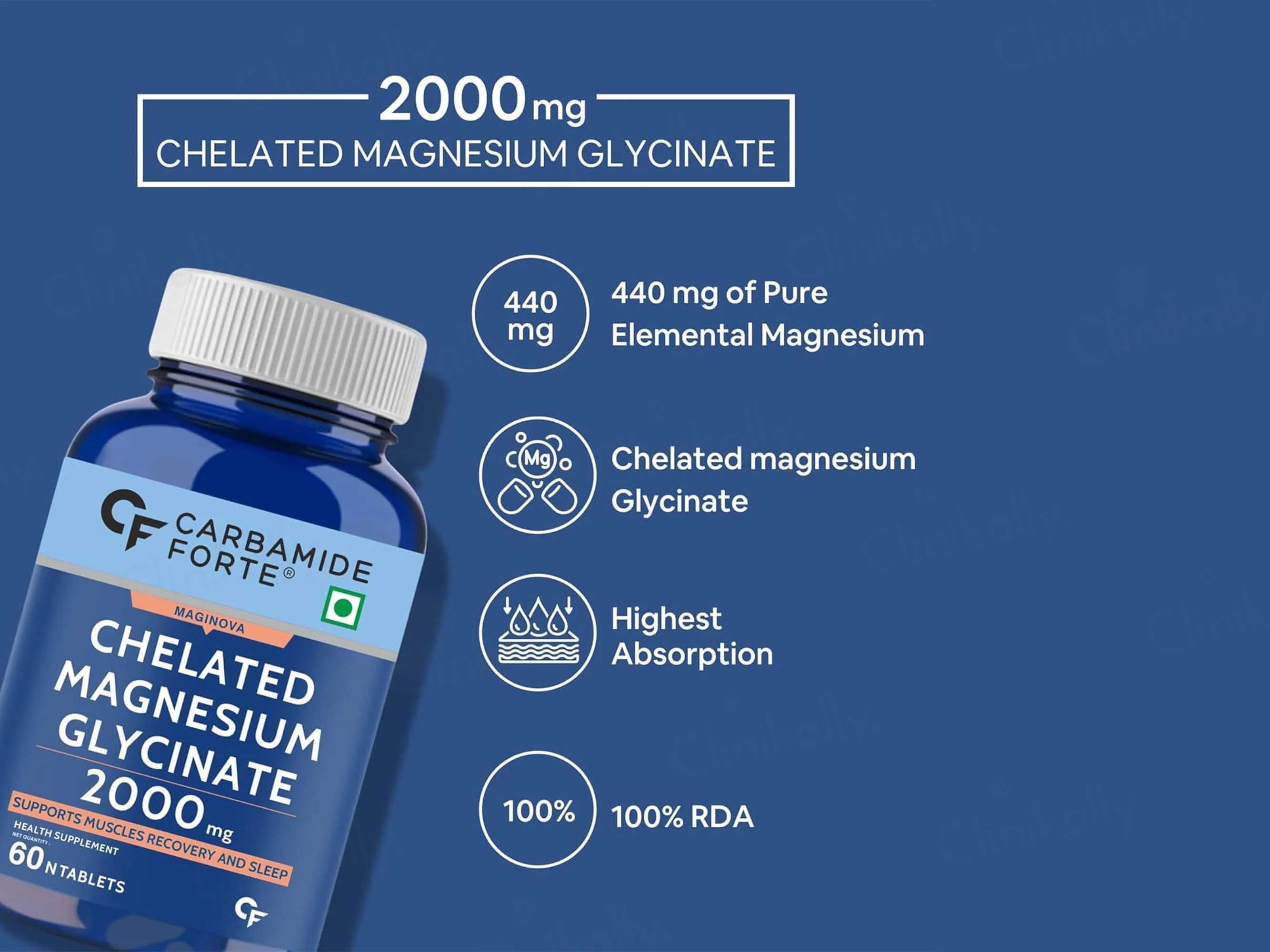 Carbamide Forte Chelated Magnesium Glycinate 2000mg Tablet - Image 4