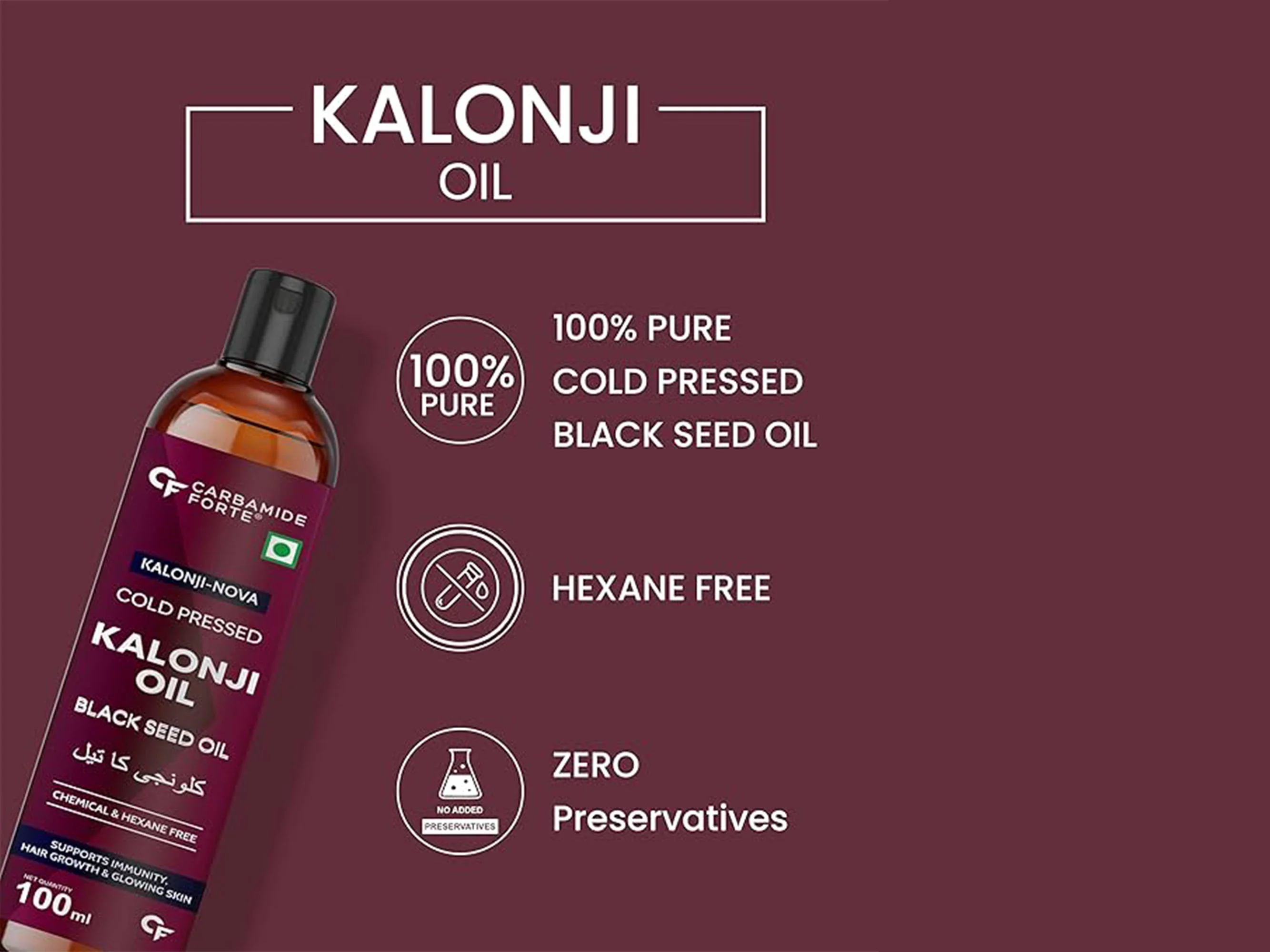 Carbamide Forte Cold Pressed Kalonji Oil For Hair Growth & Skin - Image 5