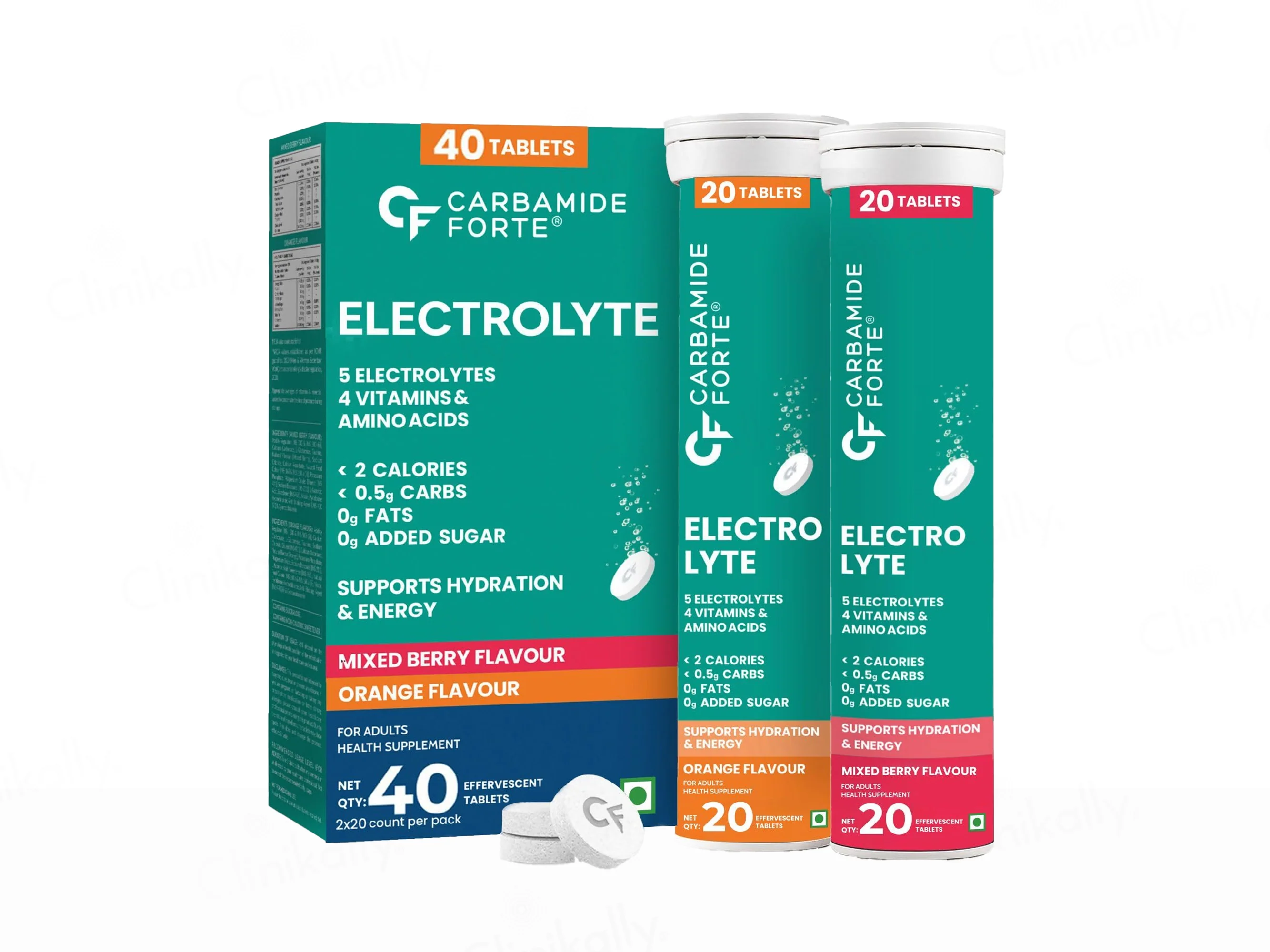 Carbamide Forte Electrolyte Effervescent Tablet - Mixed Berry & Orange Flavour
