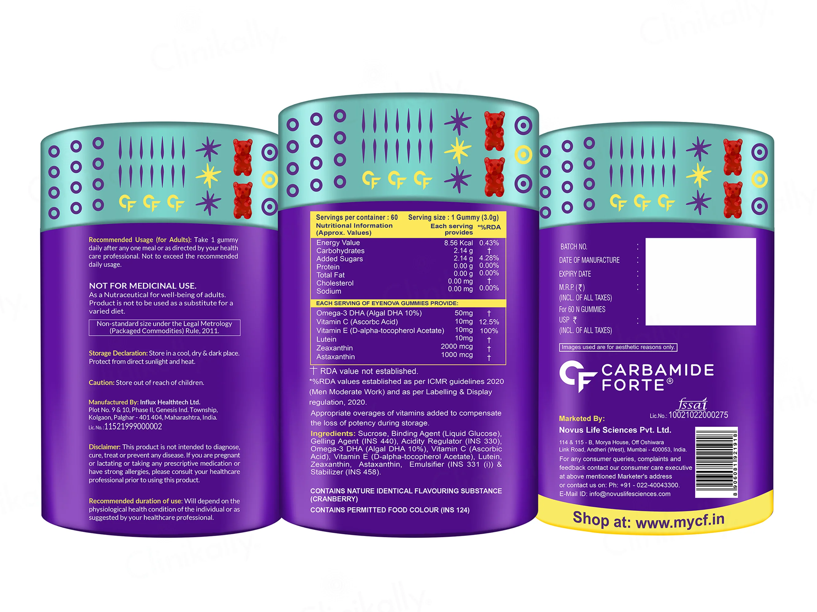 Carbamide Forte Eye Care Gummies With Lutein, Astaxanthin & Zeaxanthin - Cranberry Flavour - Image 9