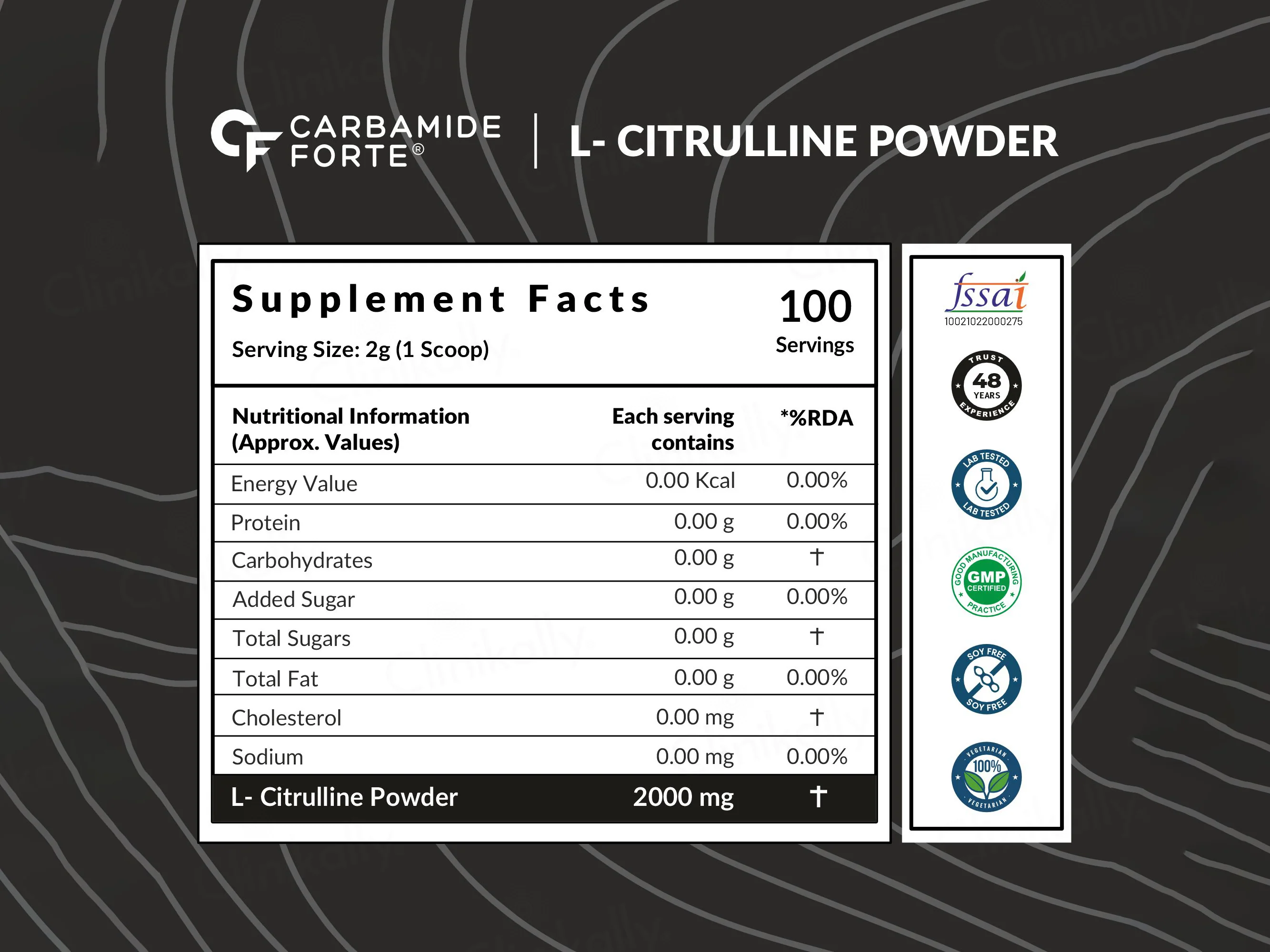 Carbamide Forte L Citrulline 2000mg Powder - Unflavoured - Image 3