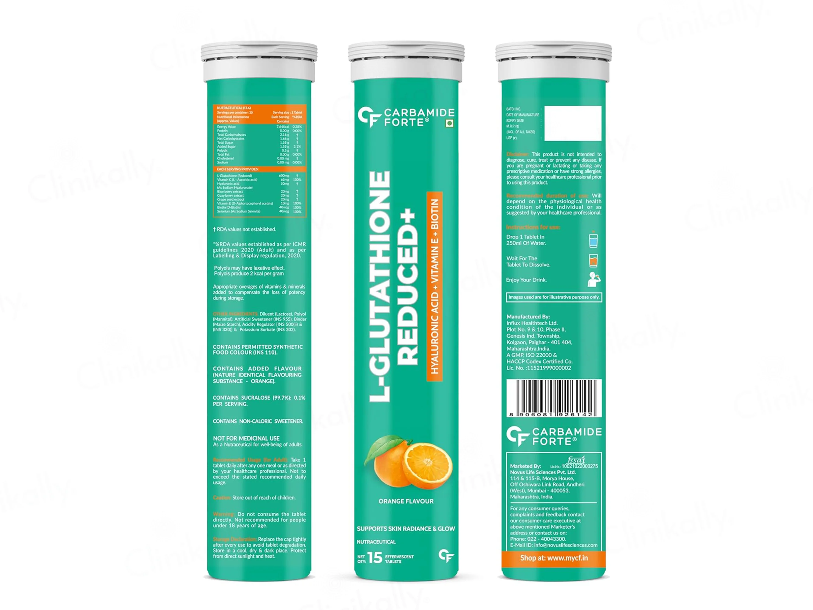 Carbamide Forte L-Glutathione Reduced + Hyaluronic Acid Effervescent Tablet - Orange Flavour - Image 10