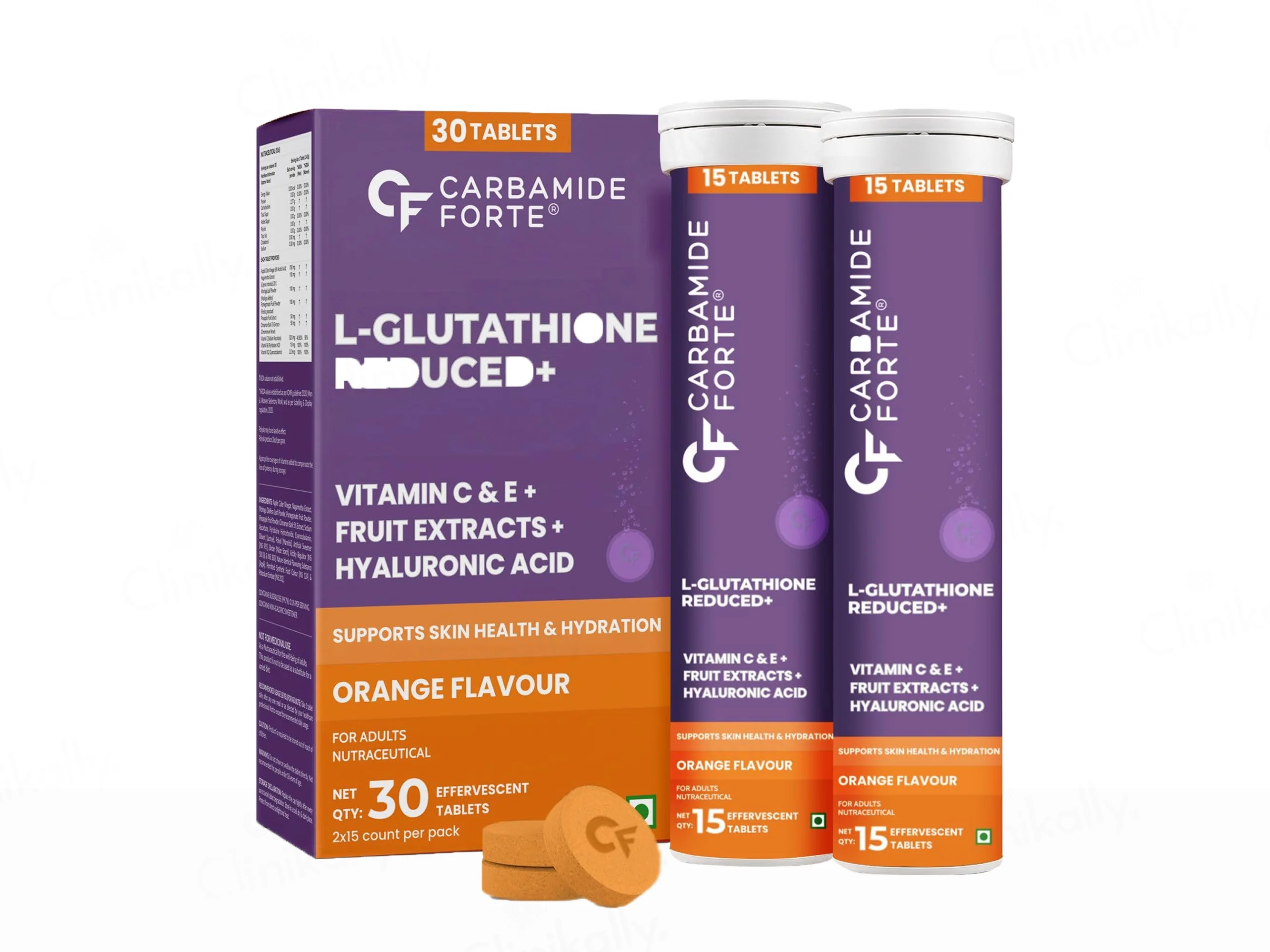 Carbamide Forte L-Glutathione Reduced + Hyaluronic Acid Effervescent Tablet - Orange Flavour - Image 11
