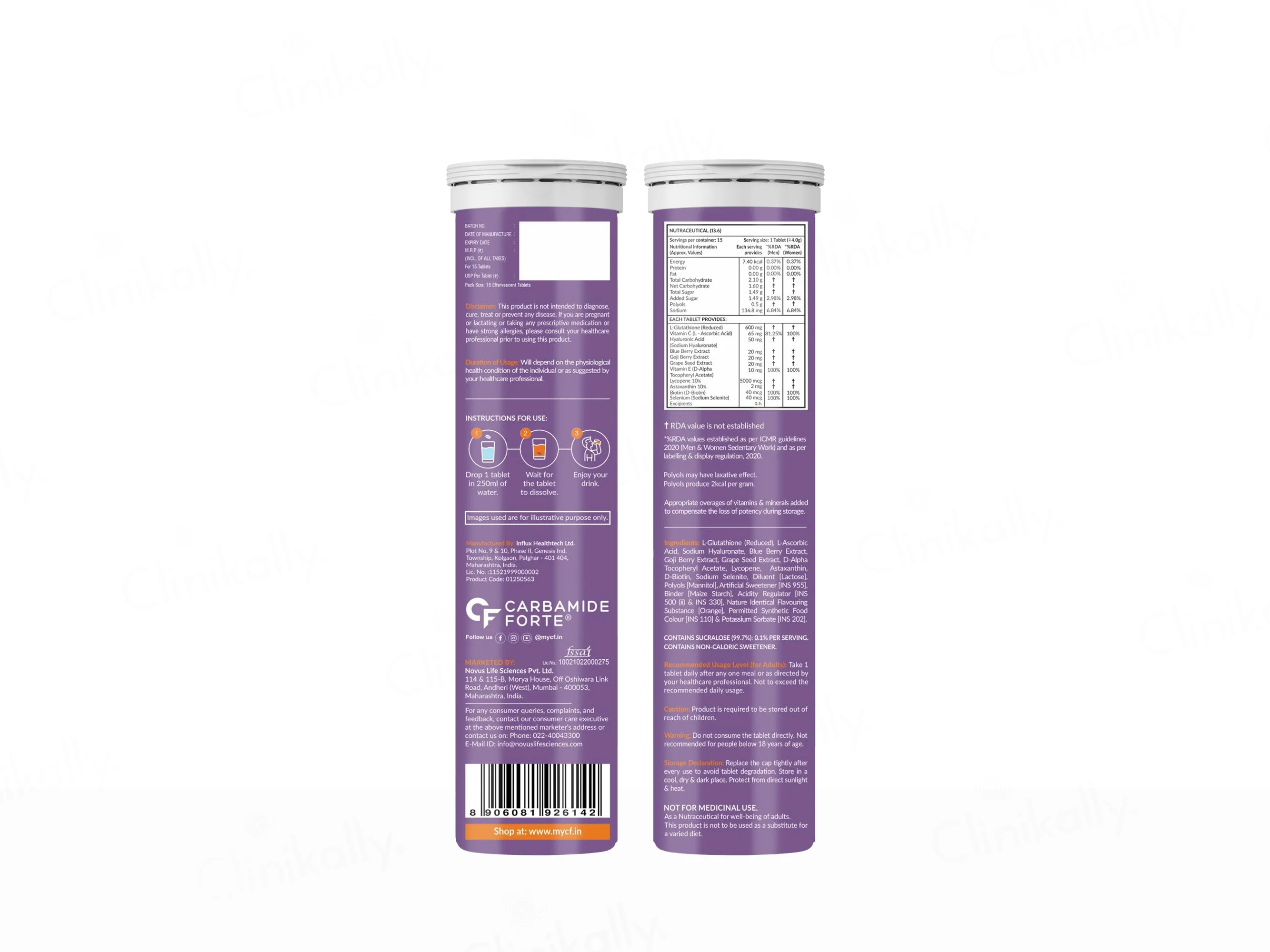 Carbamide Forte L-Glutathione Reduced + Hyaluronic Acid Effervescent Tablet - Orange Flavour - Image 13