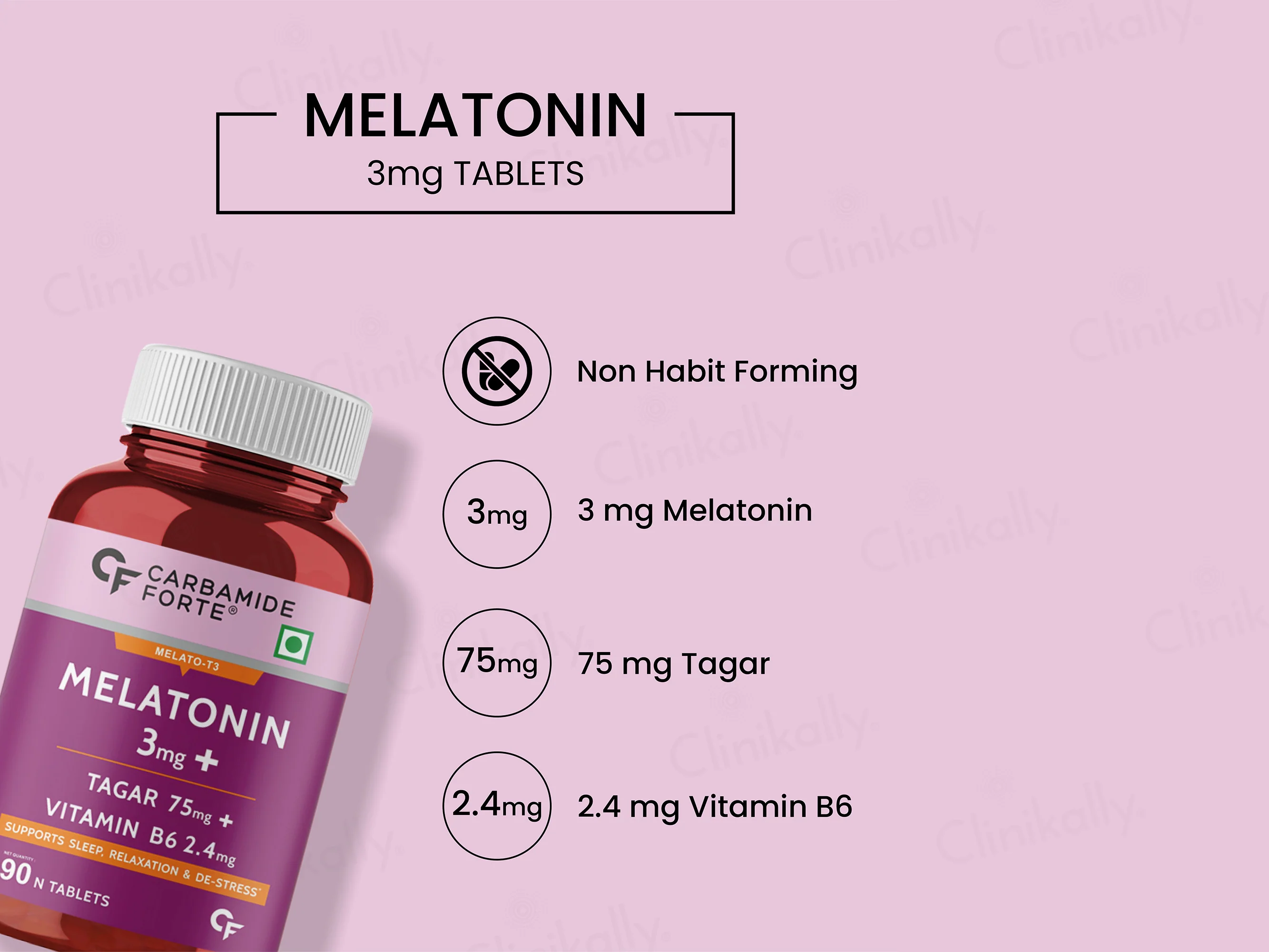 Carbamide Forte Melatonin 3mg + Tagar 75mg Sleep Tablet - Image 4