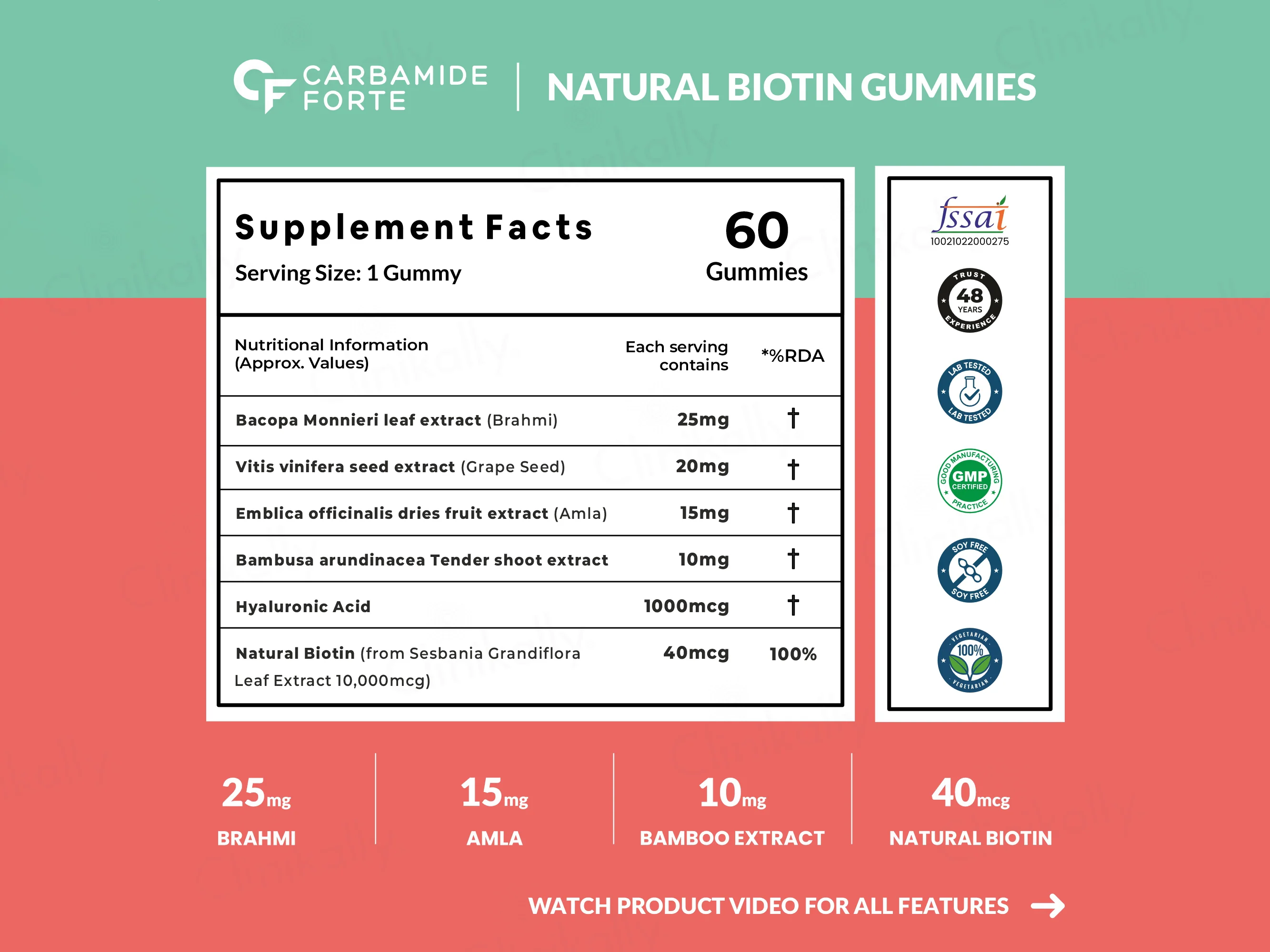 Carbamide Forte Natural Biotin Gummies For Hair Growth - Strawberry Flavour - Image 2