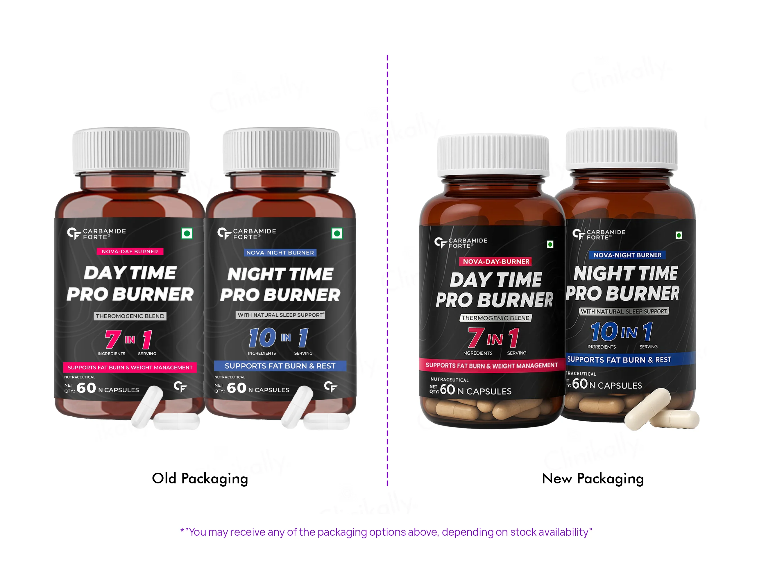 Carbamide Forte Night Time & Day Time Pro Fat Burner Capsule Kit Combo Pack - Image 2