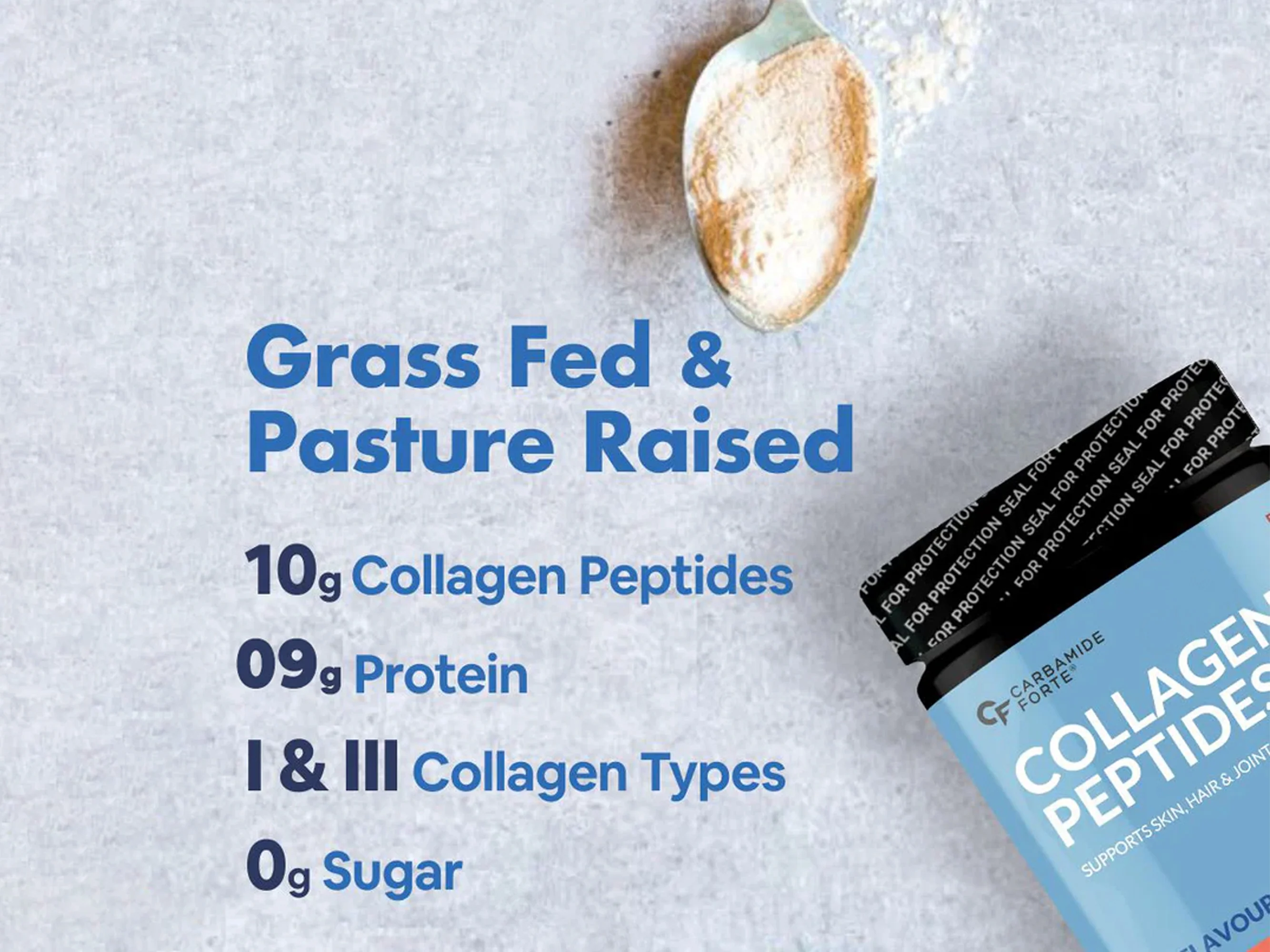 Carbamide Forte Type 1 & 3 Hydrolyzed Bovine Collagen Peptides Powder - Unflavoured - Image 5