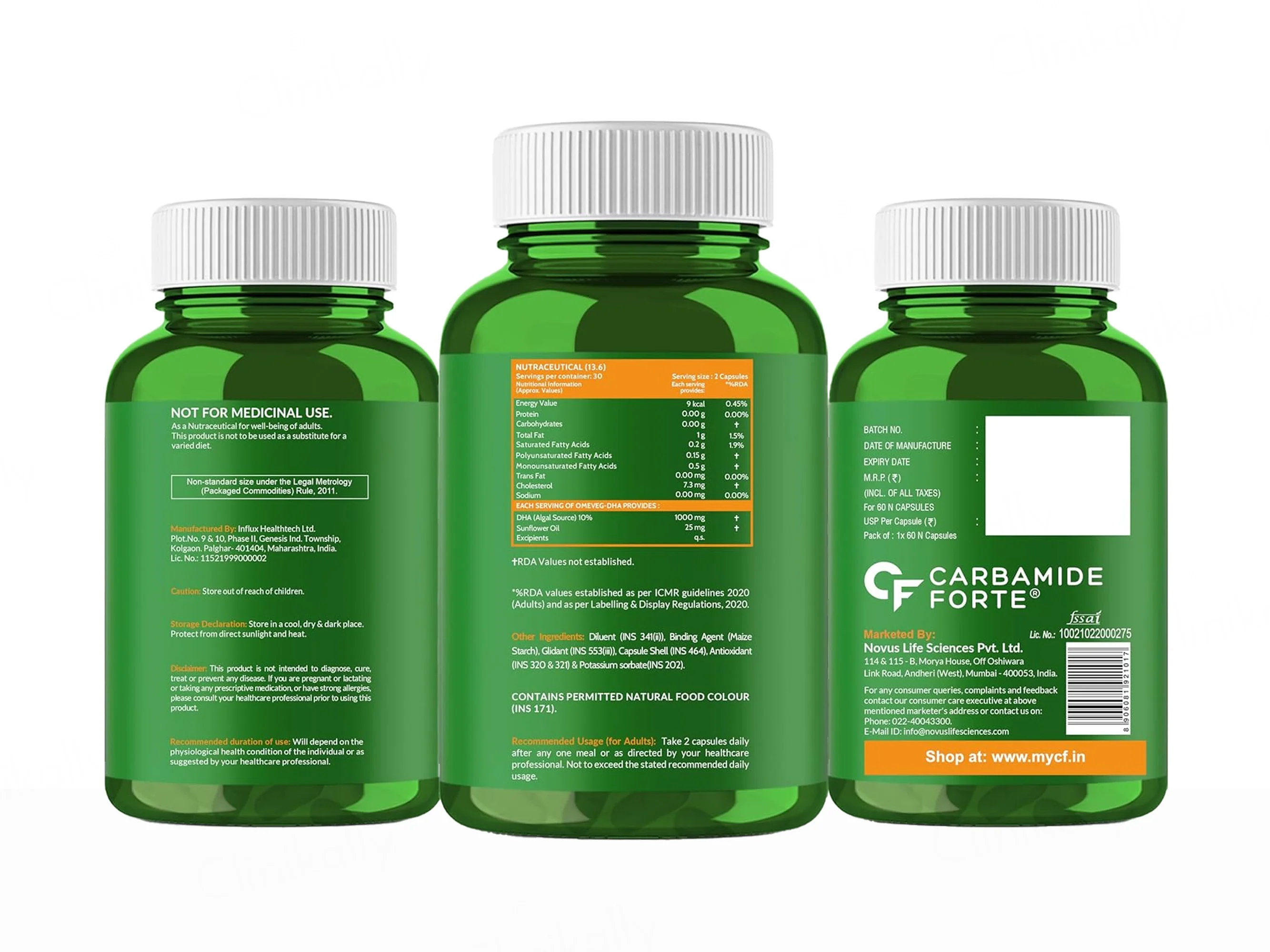 Carbamide Forte Vegetarian Omega-3 1000mg With Algal DHA 10% Liquid Filled Capsule - Image 10