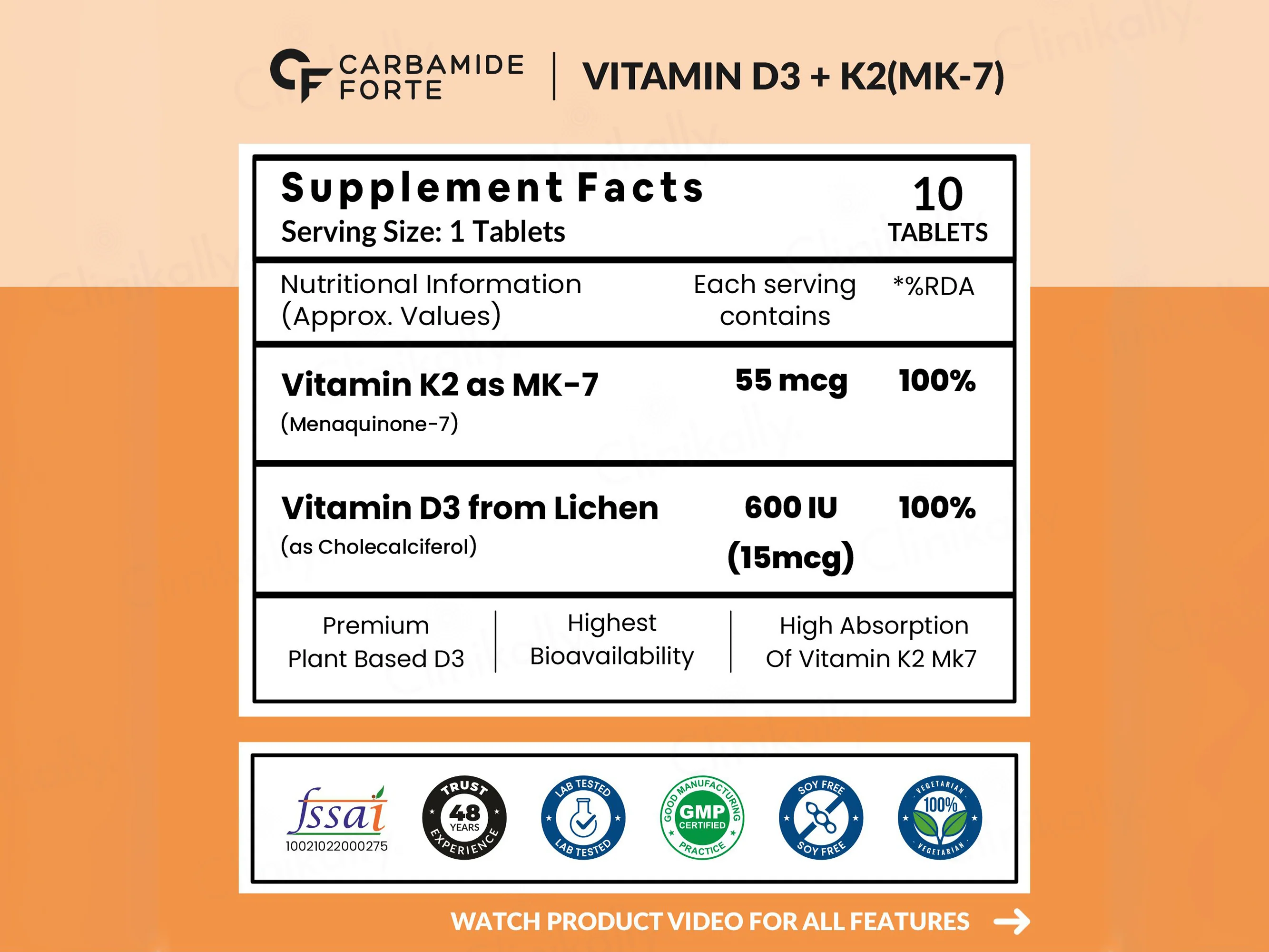 Carbamide Forte Vitamin D3 + Vitamin K2 MK7 Tablet - Image 7