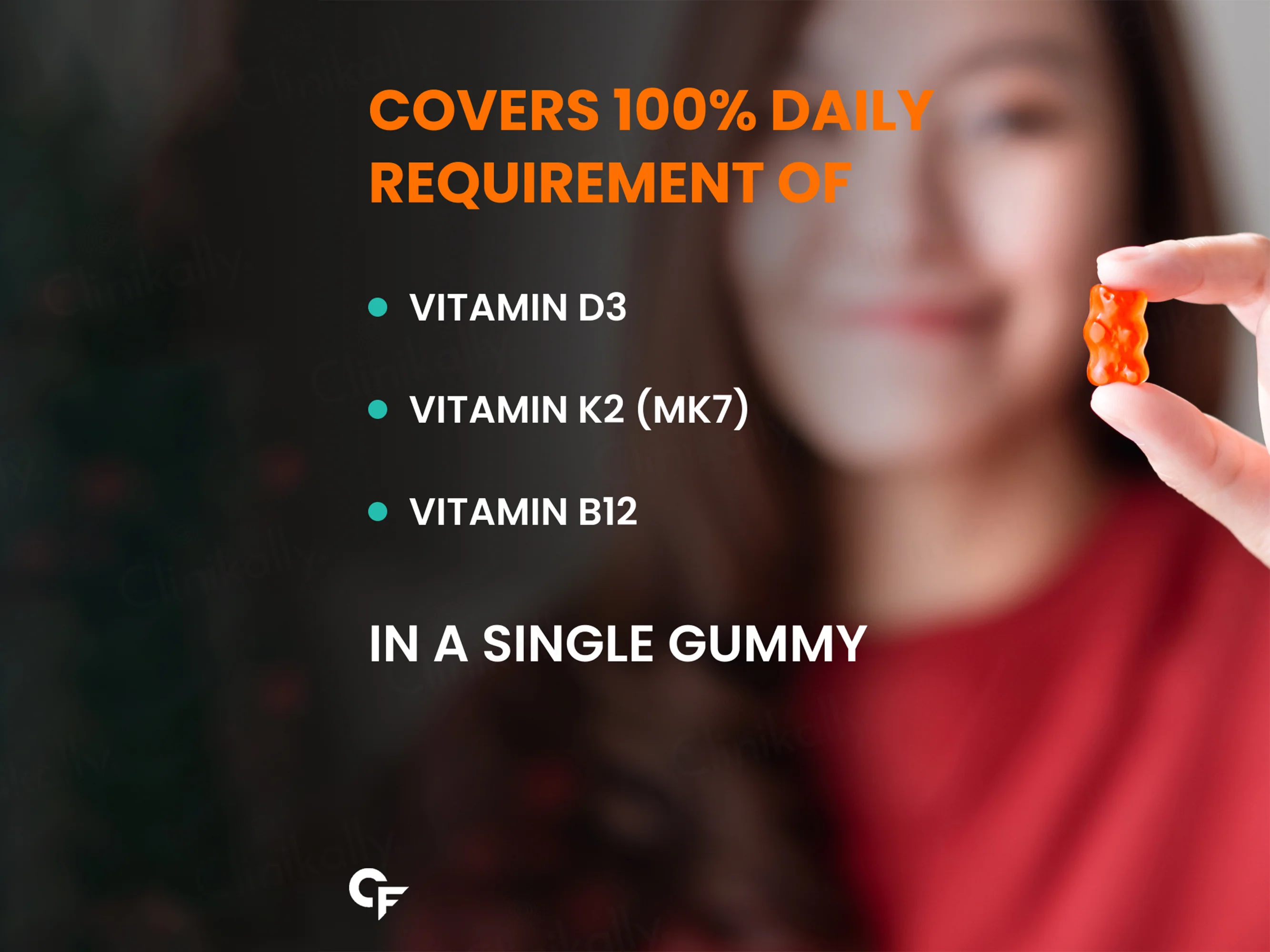 Carbamide Forte Vitamin D3 + Vitamin K2 MK7 + Vitamin B12 Gummies - Mango Flavour - Image 3