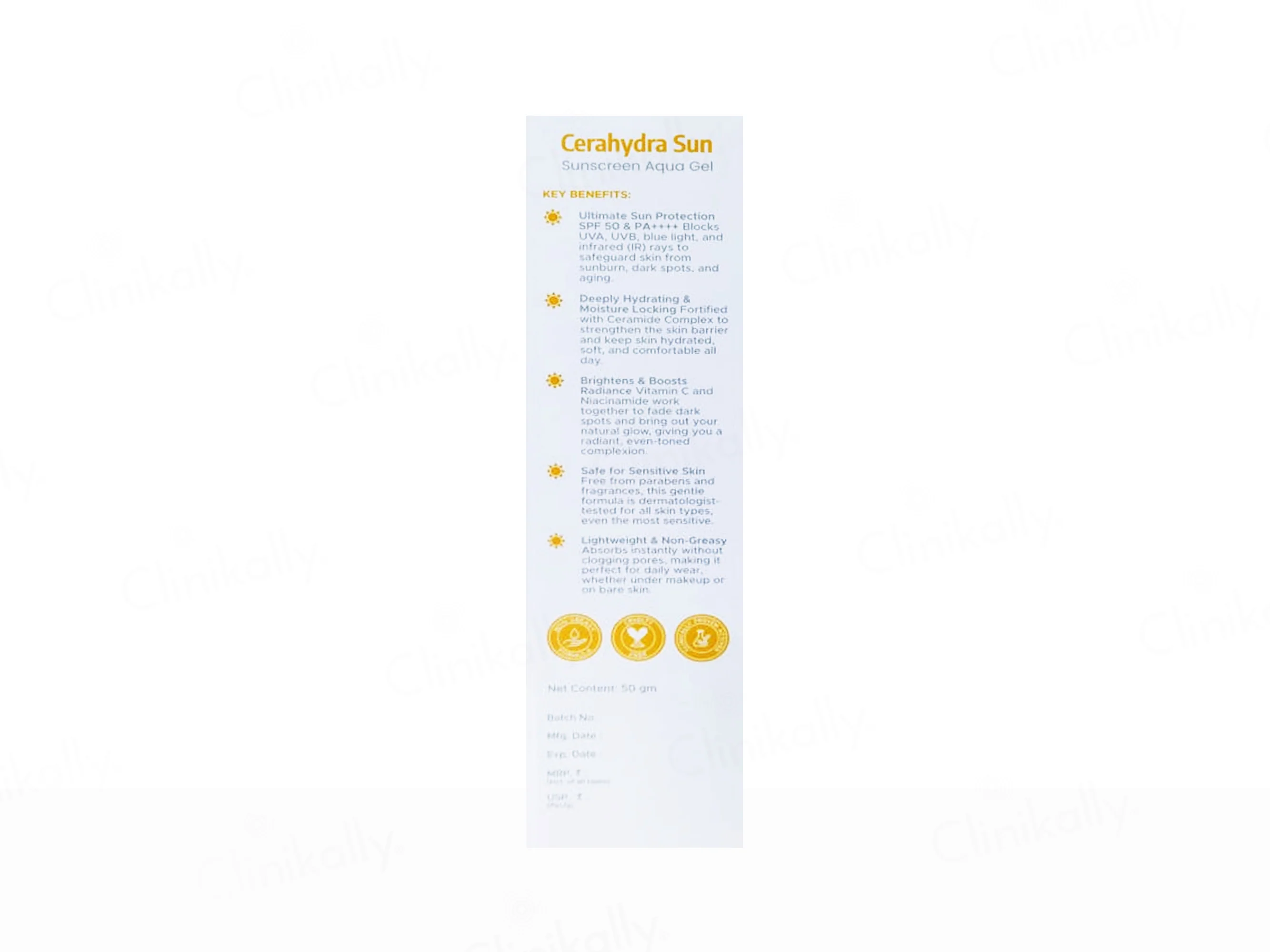 Cerahydra Sun Powerful Hydration & Skin Barrier Sunscreen Aqua Gel SPF 50 PA++++ - Image 3