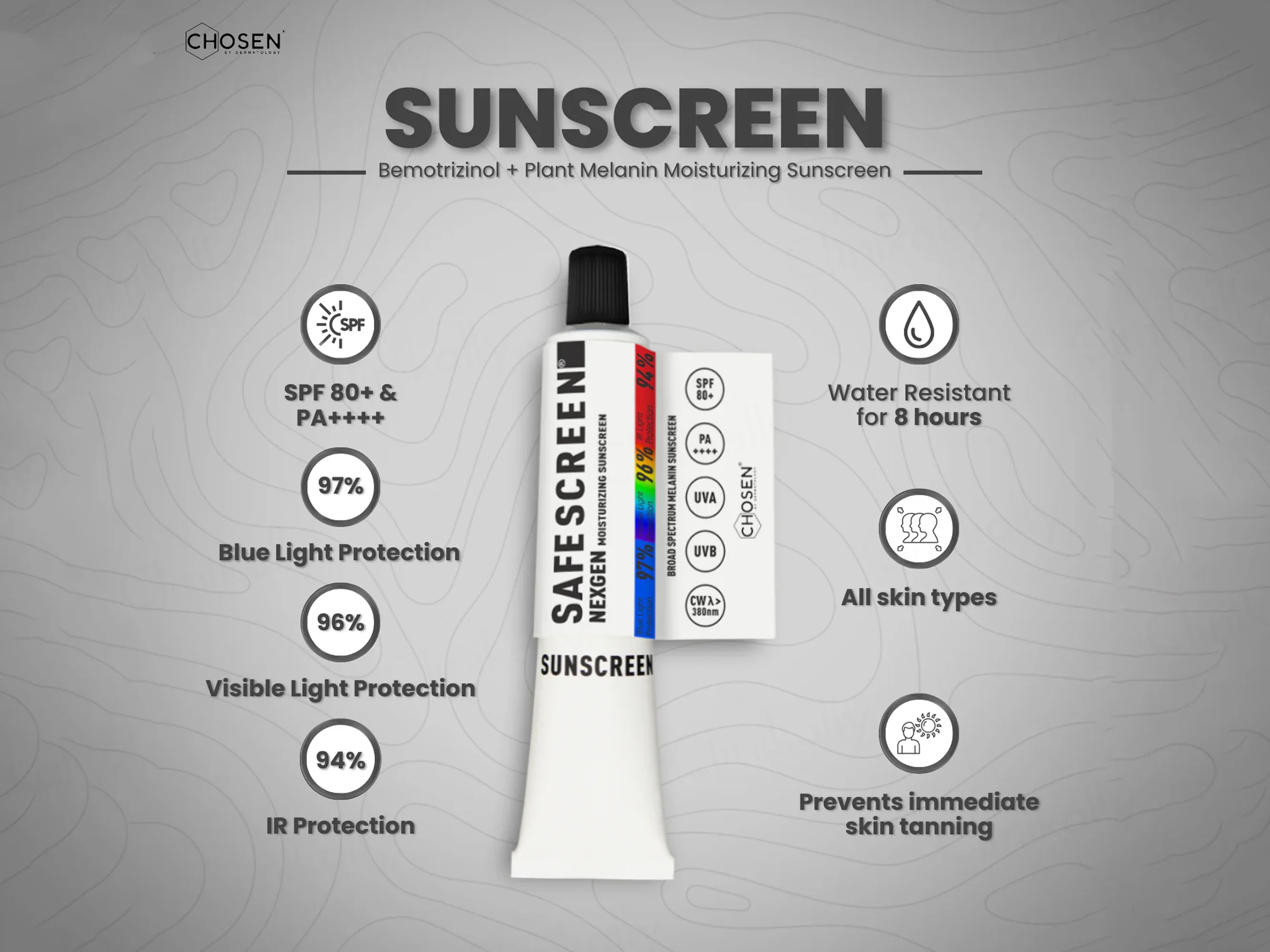 Chosen Safescreen Nexgen Moisturizing Melanin Sunscreen SPF 80+ PA++++ - Image 4