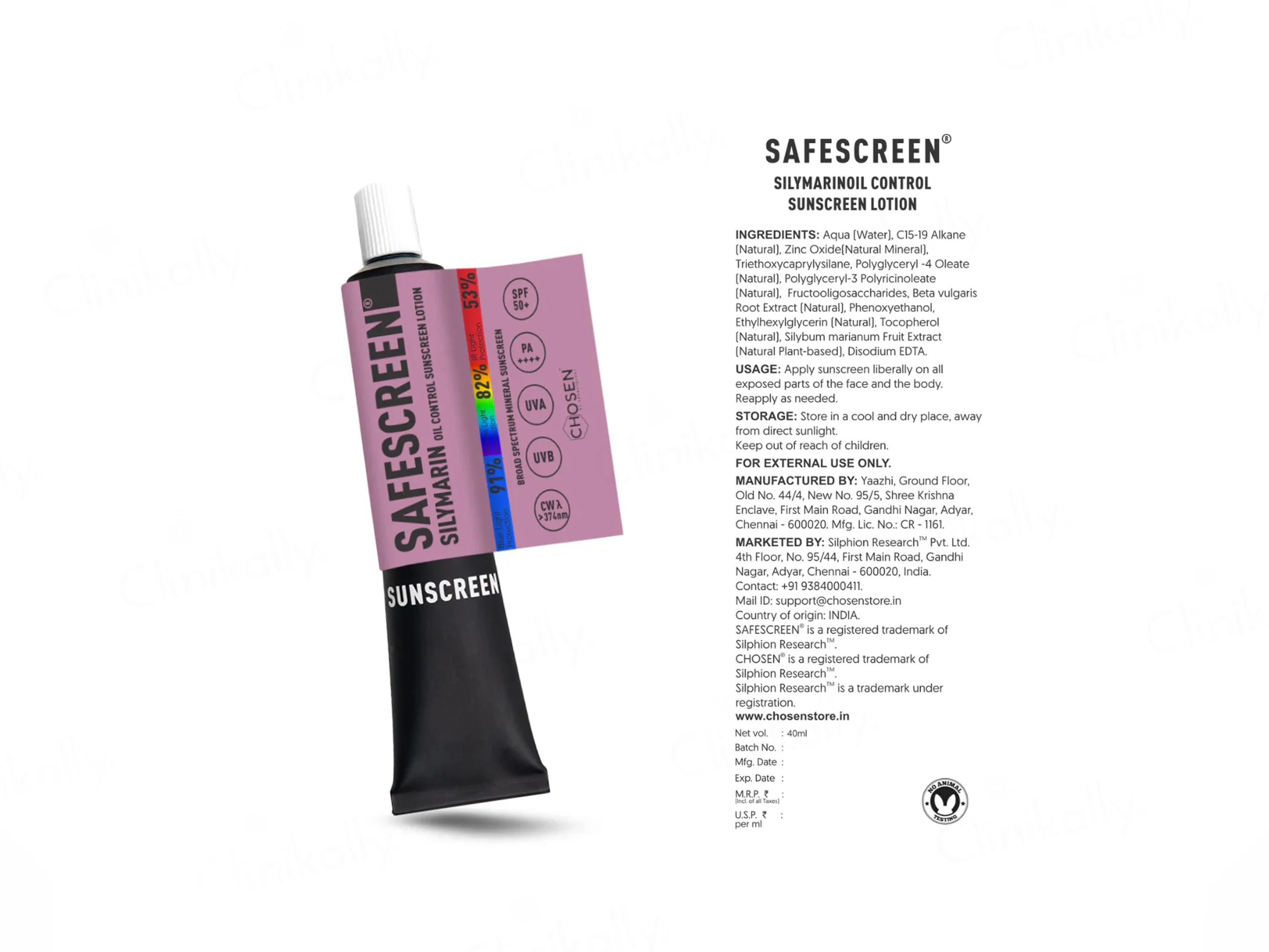 Chosen Safescreen Silymarin Oil Control Mineral Sunscreen Lotion SPF 50+ PA++++ - Image 5