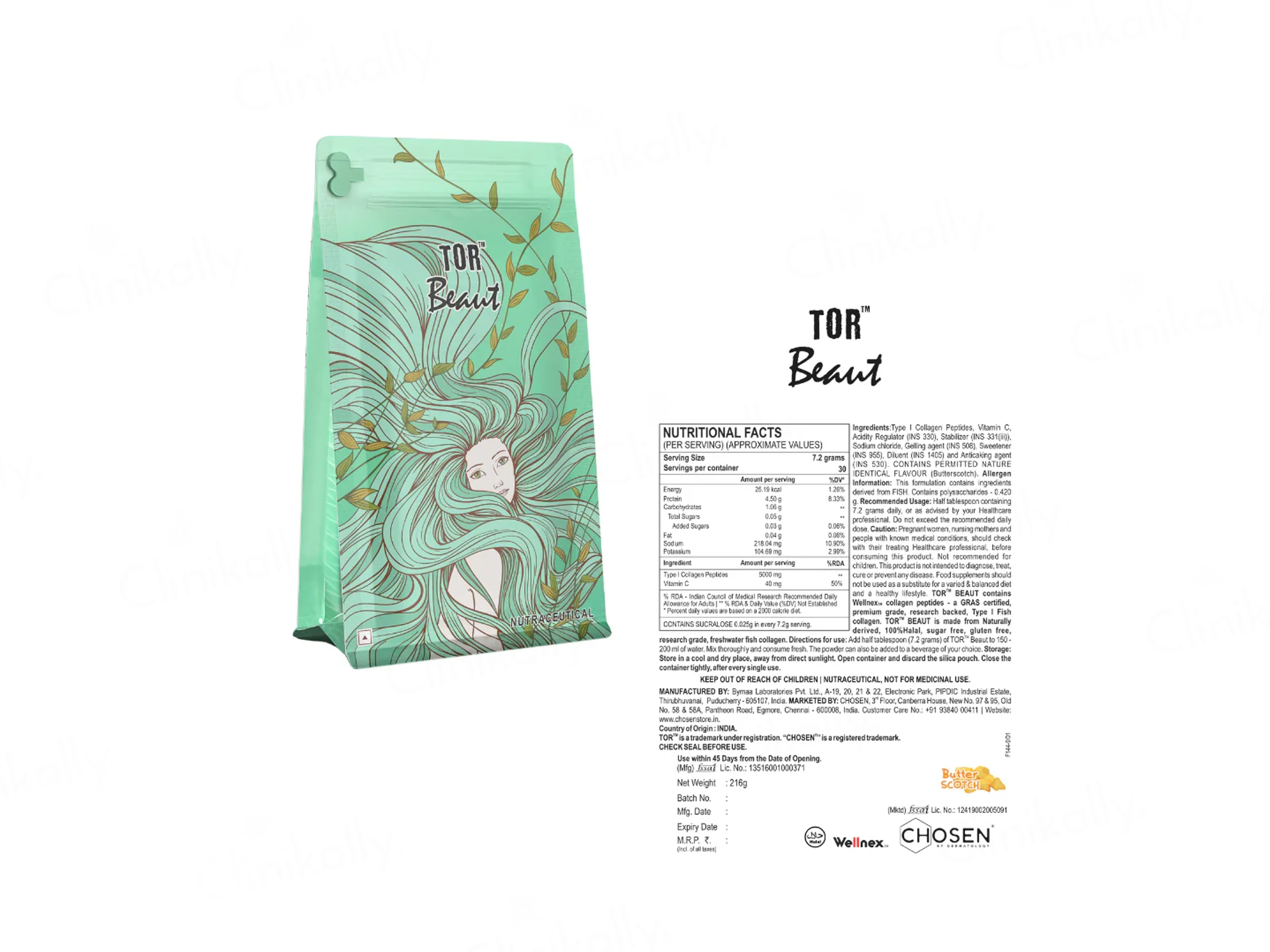 Chosen TOR Beaut Marine Collagen Supplement Powder - Butter Scotch Flavour - Image 4