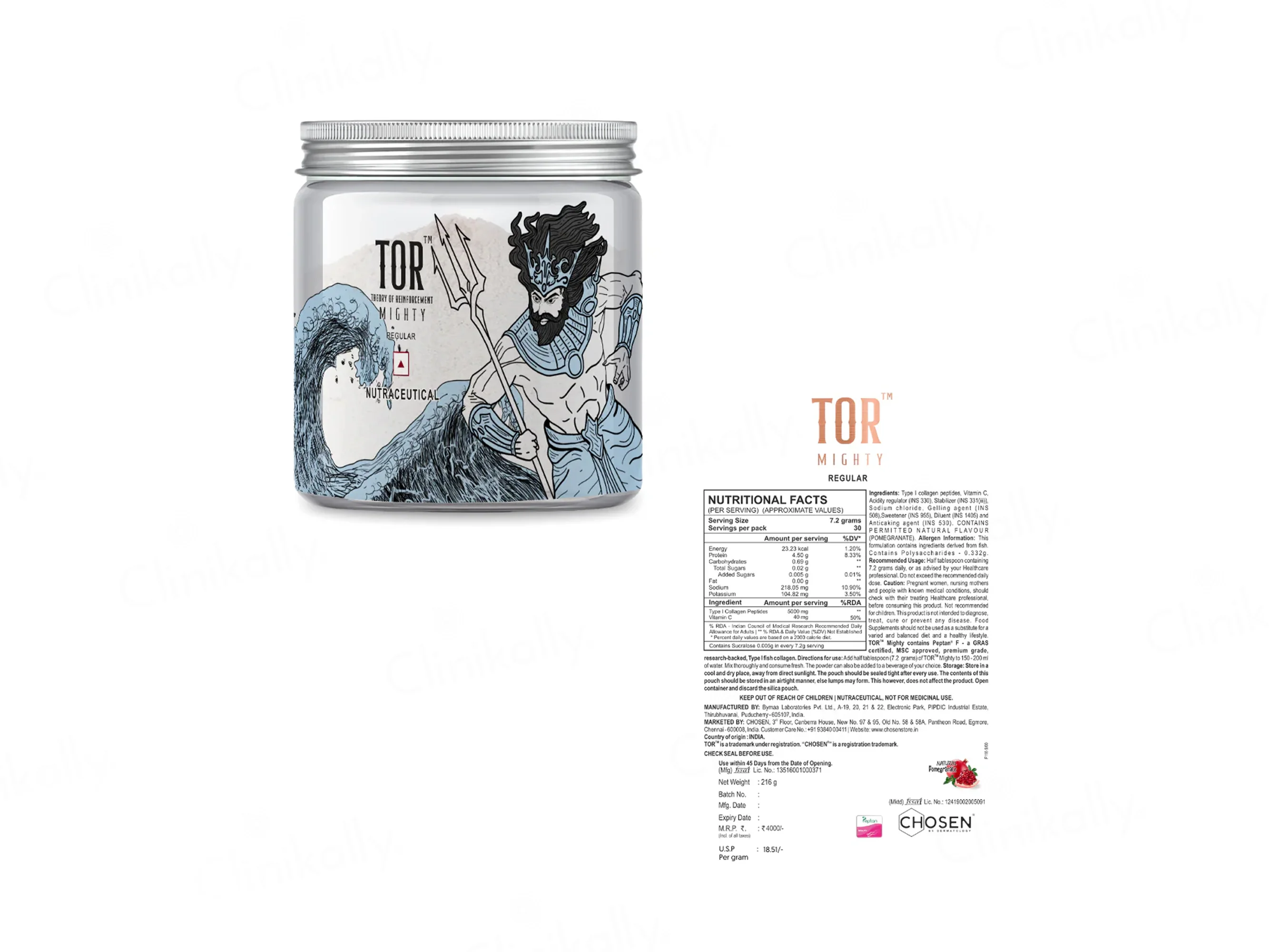 Chosen TOR Mighty Regular Marine Collagen Supplement Powder - Natural Pomegranate Flavour - Image 3