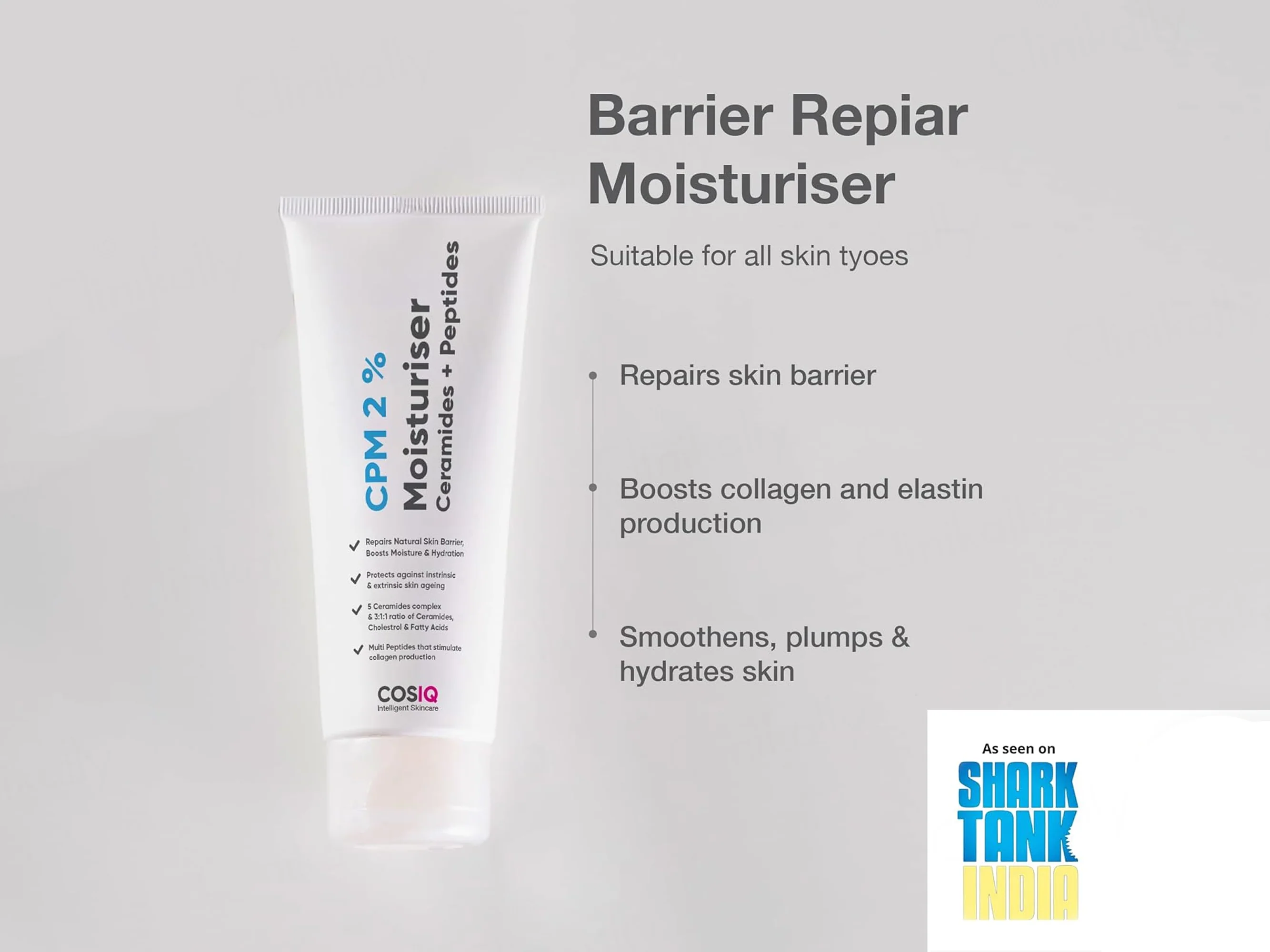 CosiQ CPM 2% Ceramides + Peptides Lightweight Moisturiser Gel - Image 3