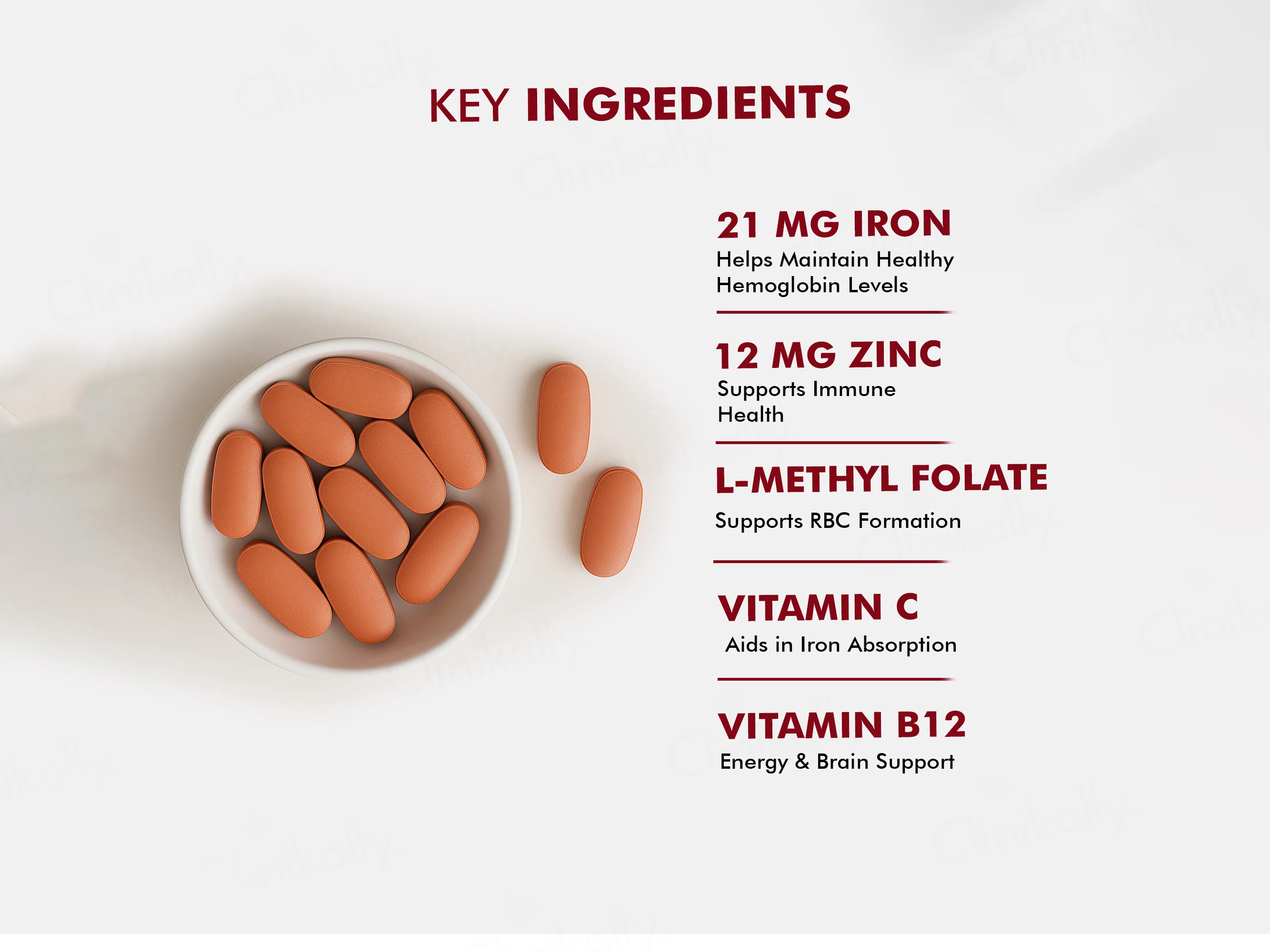 Dr. Morepen Iron & Zinc, L-Methyl Folate, Vitamin C & B12 Tablet - Image 4