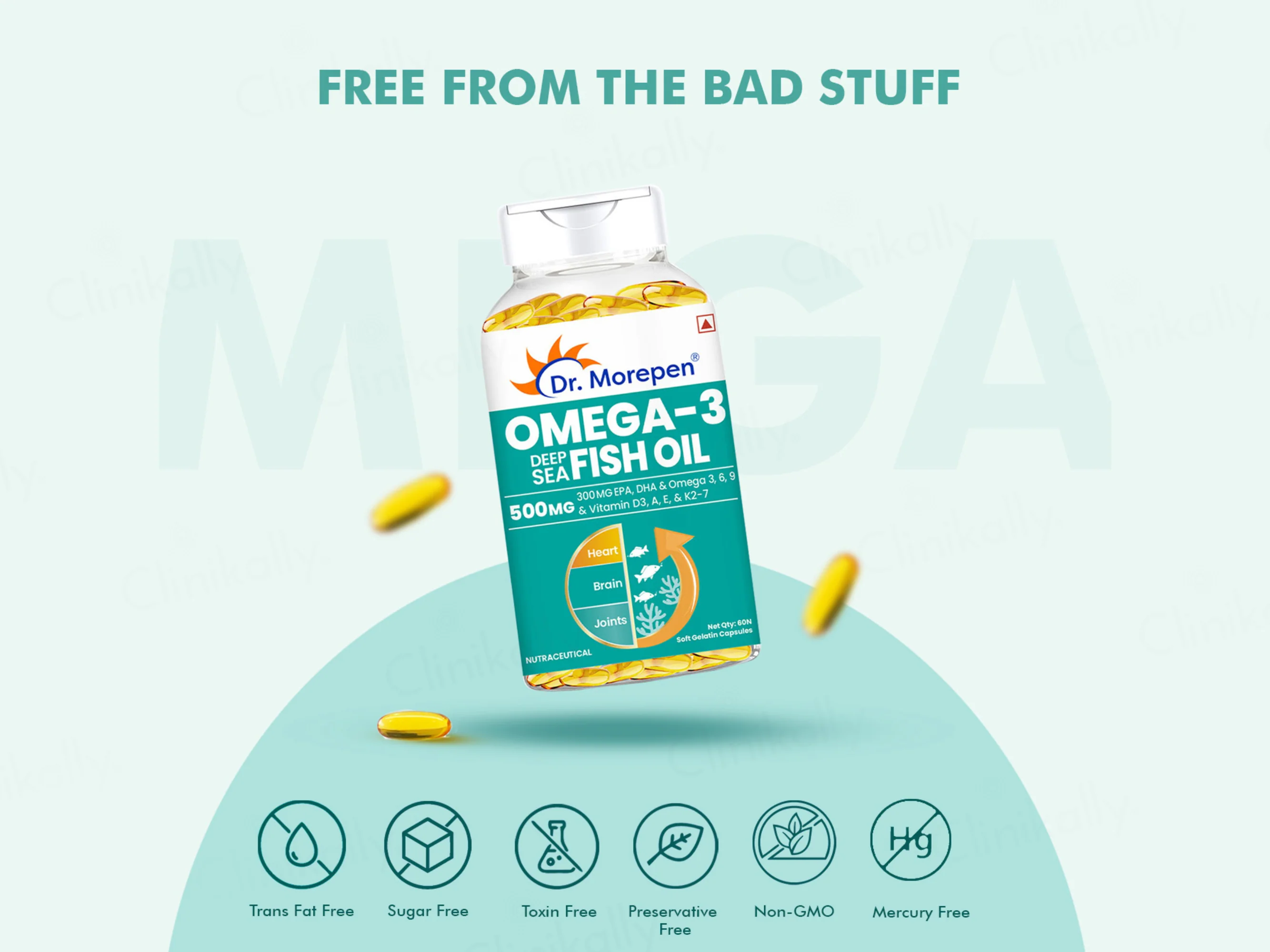 Dr. Morepen Omega-3 Deep Sea Fish Oil 500mg Soft Gelatin Capsule - Image 6