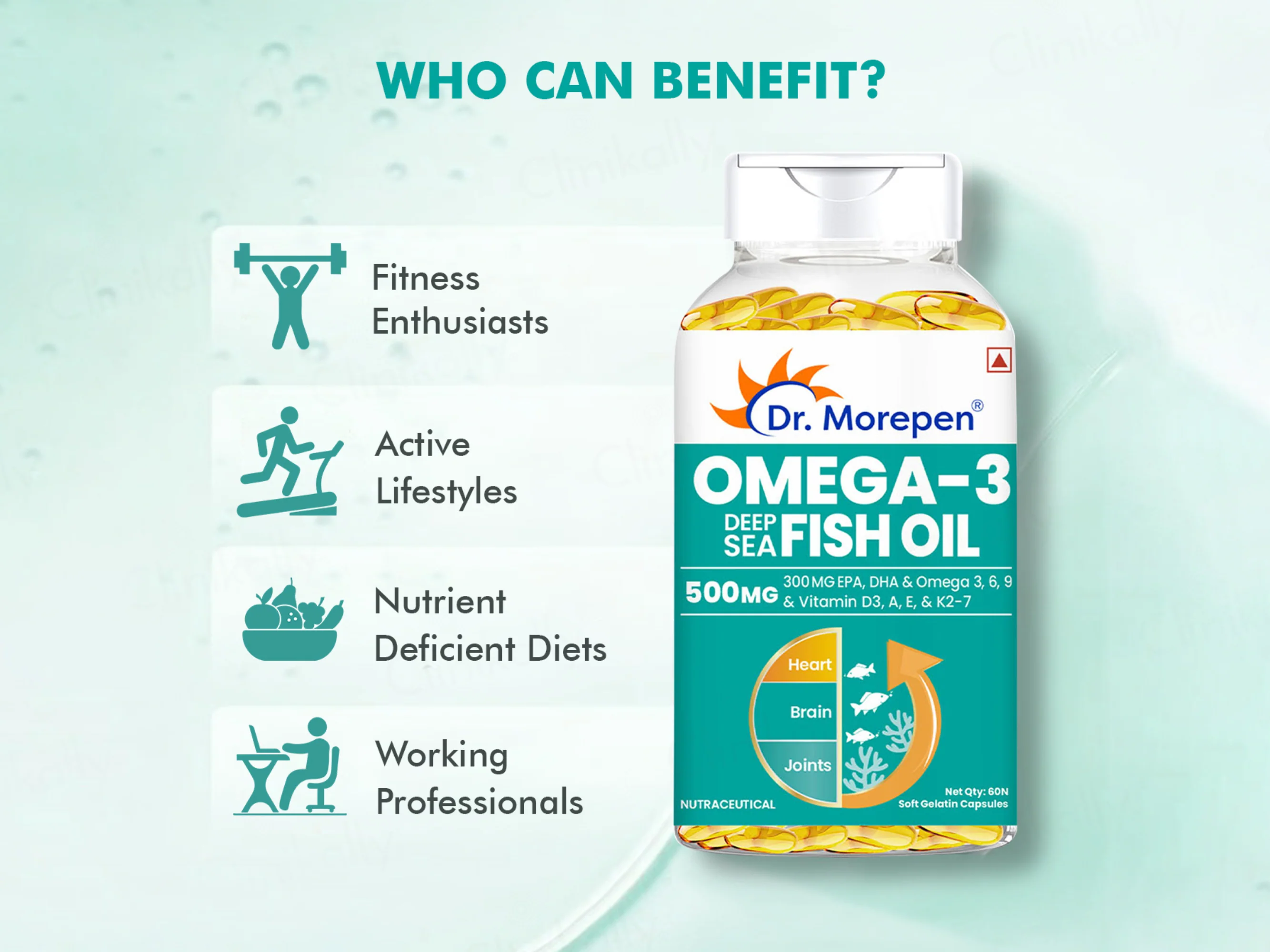Dr. Morepen Omega-3 Deep Sea Fish Oil 500mg Soft Gelatin Capsule - Image 8