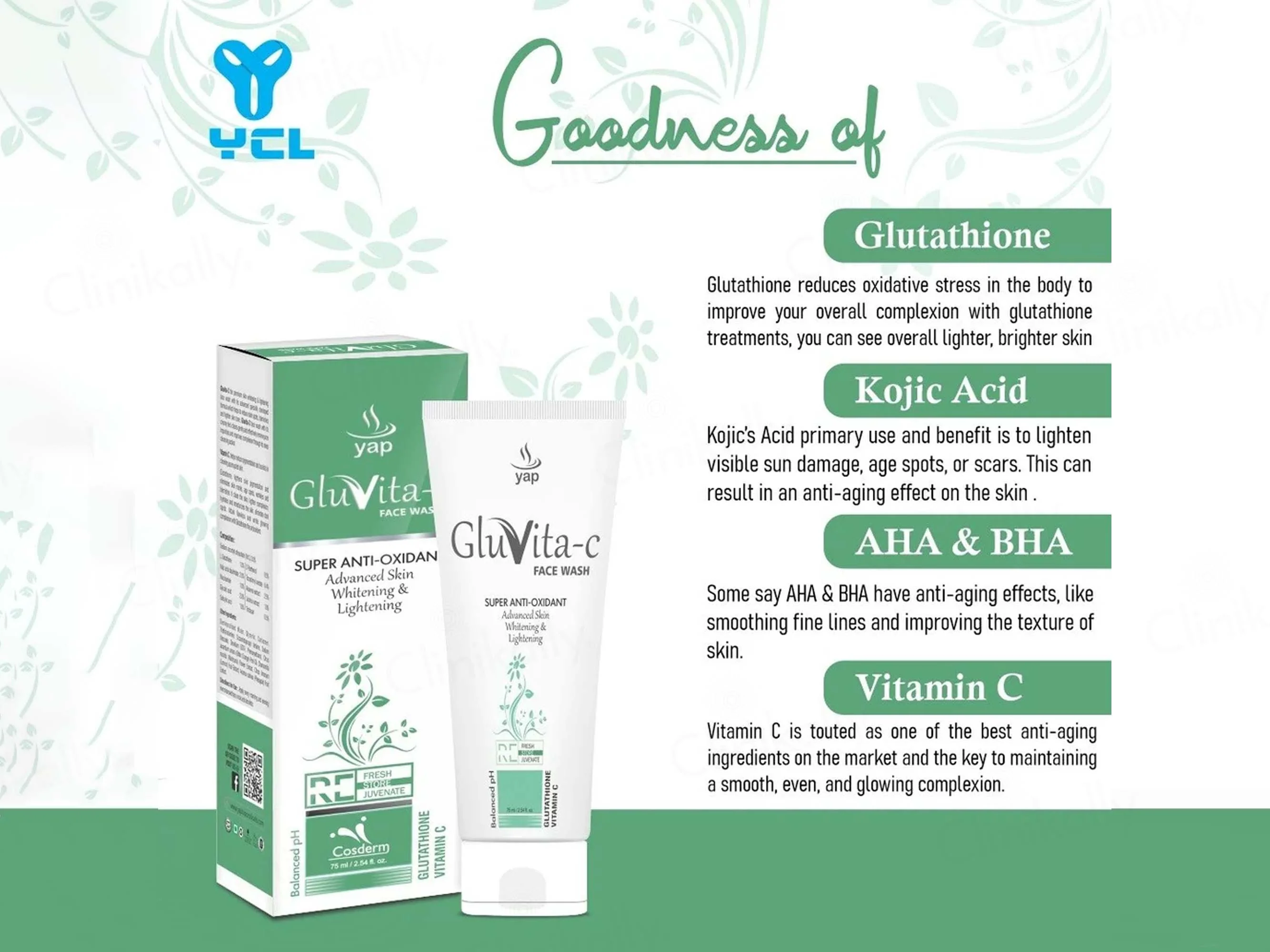 Gluvita-C Super Anti-Oxidant Advanced Skin Whitening & Lightening Face Wash - Image 3