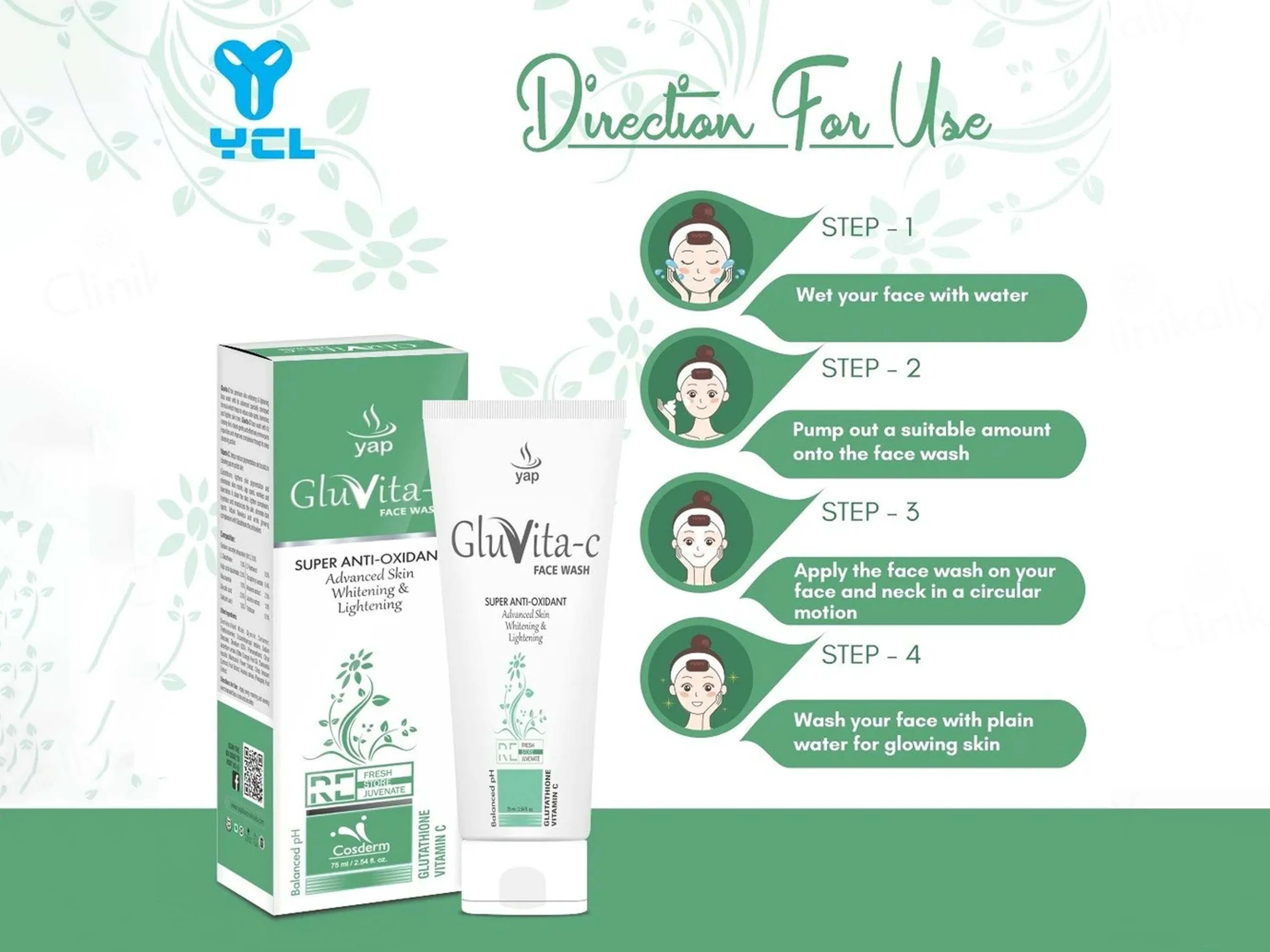 Gluvita-C Super Anti-Oxidant Advanced Skin Whitening & Lightening Face Wash - Image 4