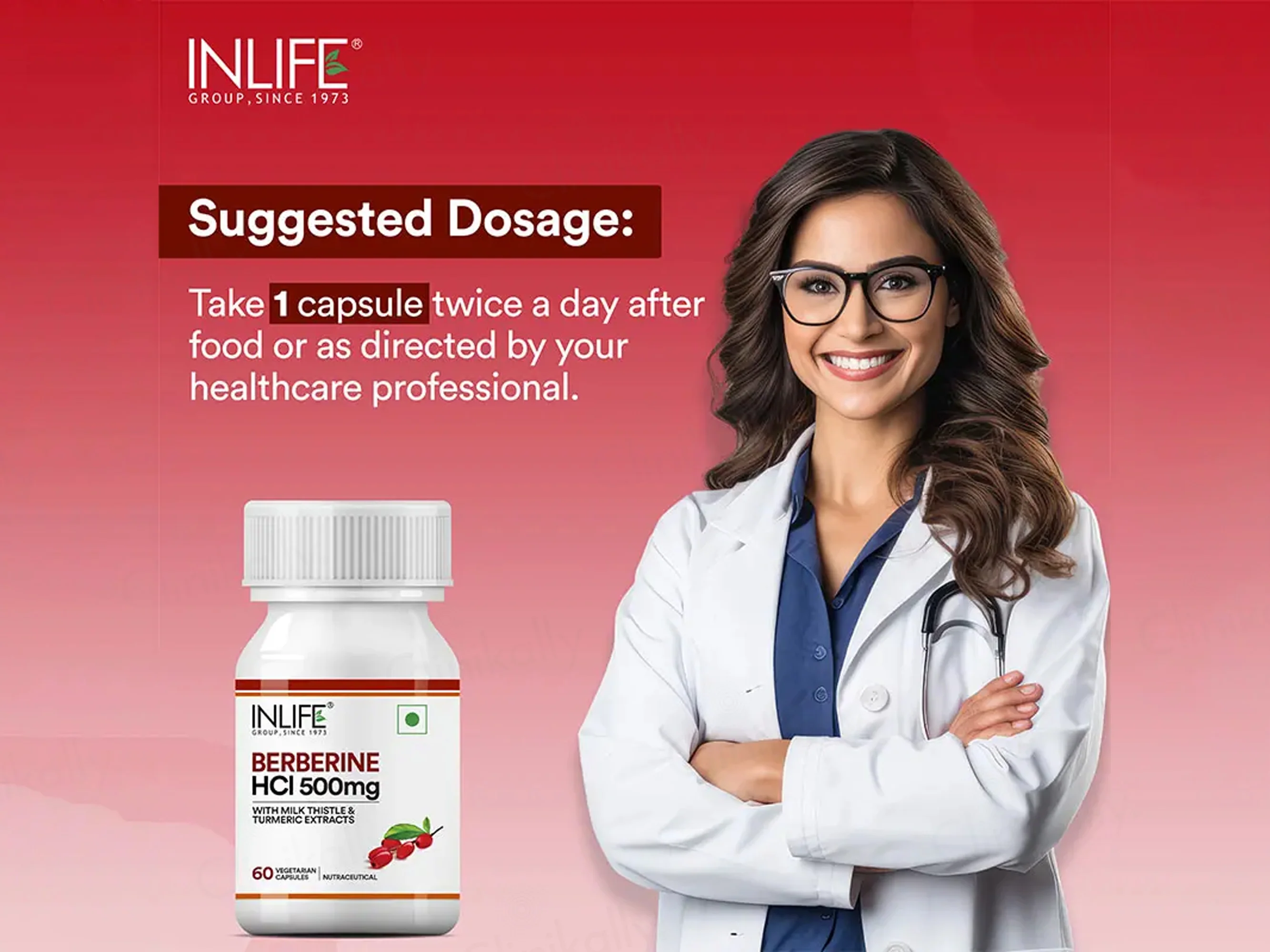 Inlife Berberine HCl 500mg Nutraceutical Vegetarian Capsule - Image 3