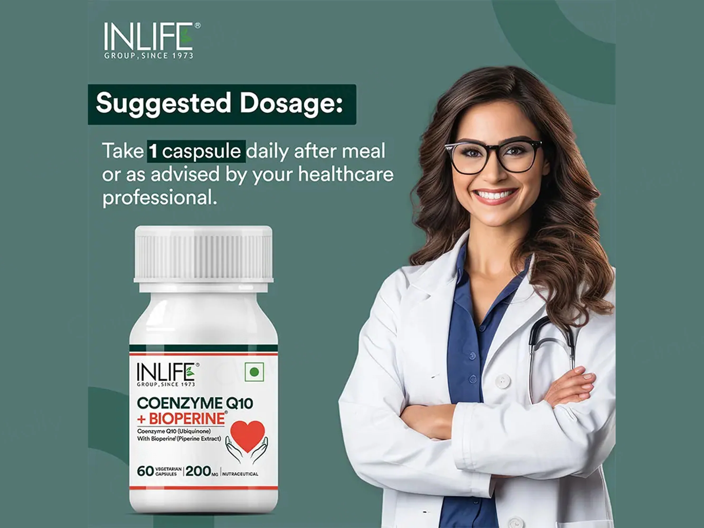 Inlife Coenzyme Q10 + Bioperine Nutraceutical Vegetarian Capsule - Image 3