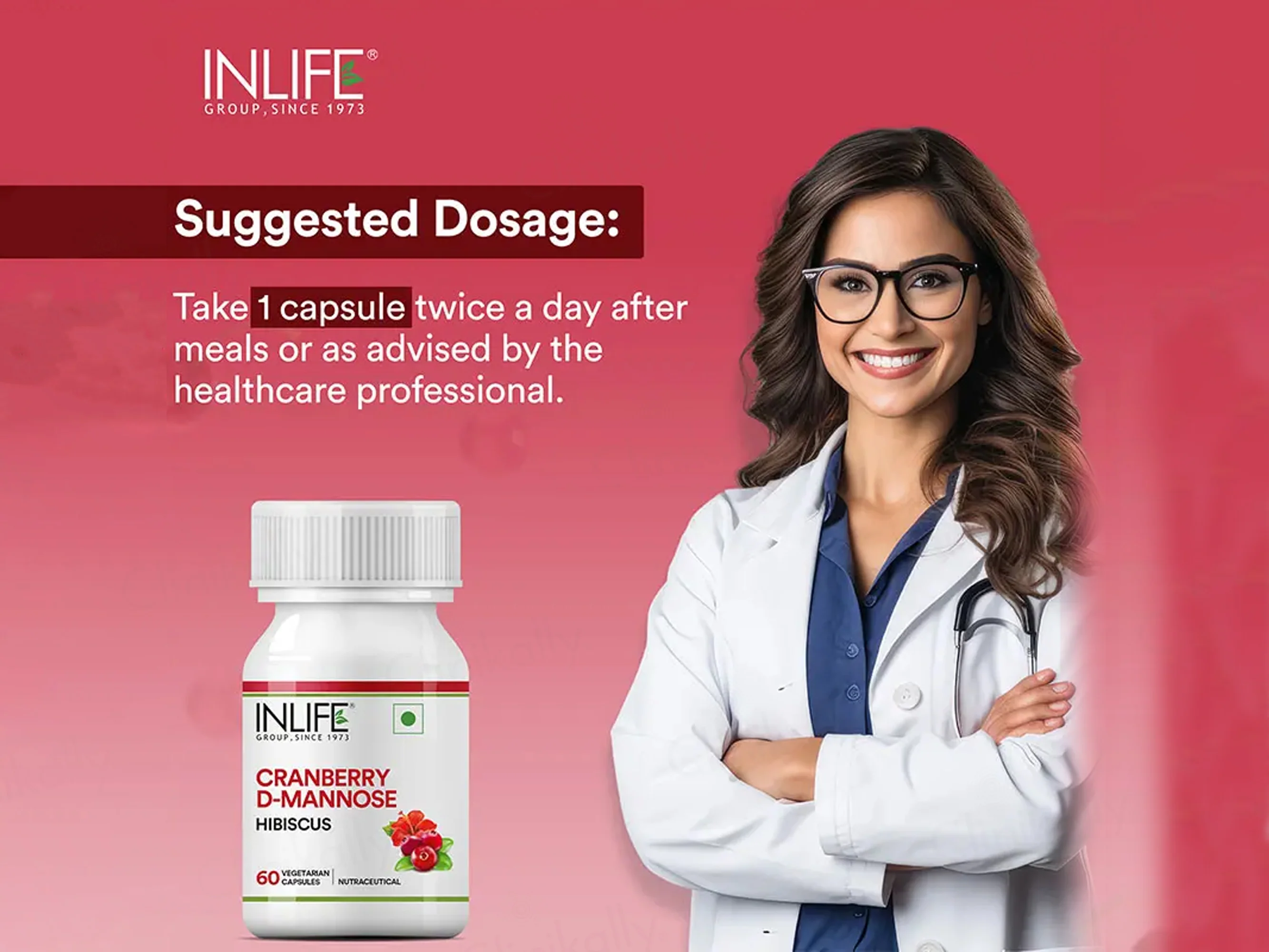 Inlife Cranberry & D-Mannose Hibiscus Vegetarian Capsule - Image 3