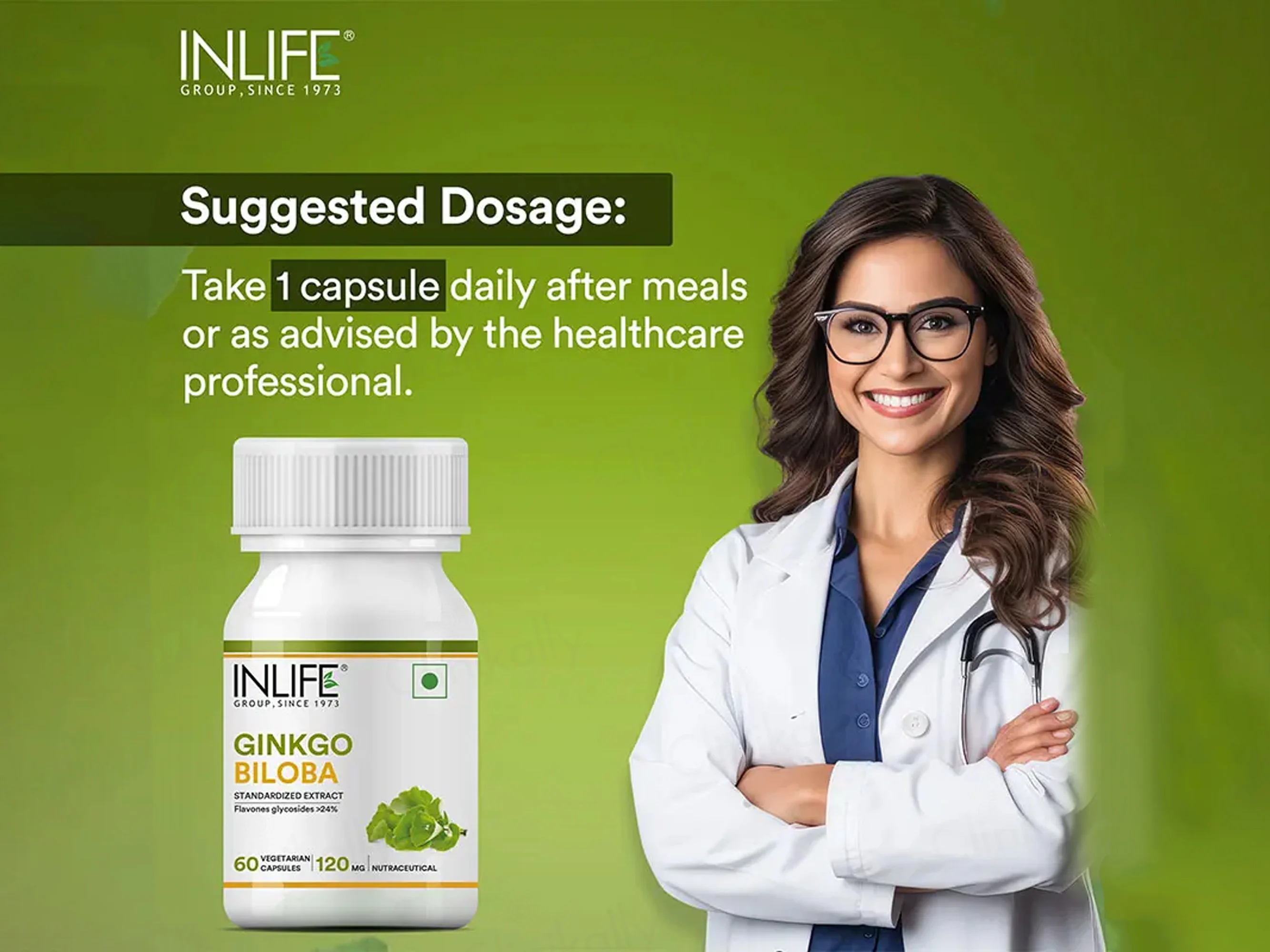 Inlife Ginkgo Biloba 120mg Vegetarian Capsule - Image 3