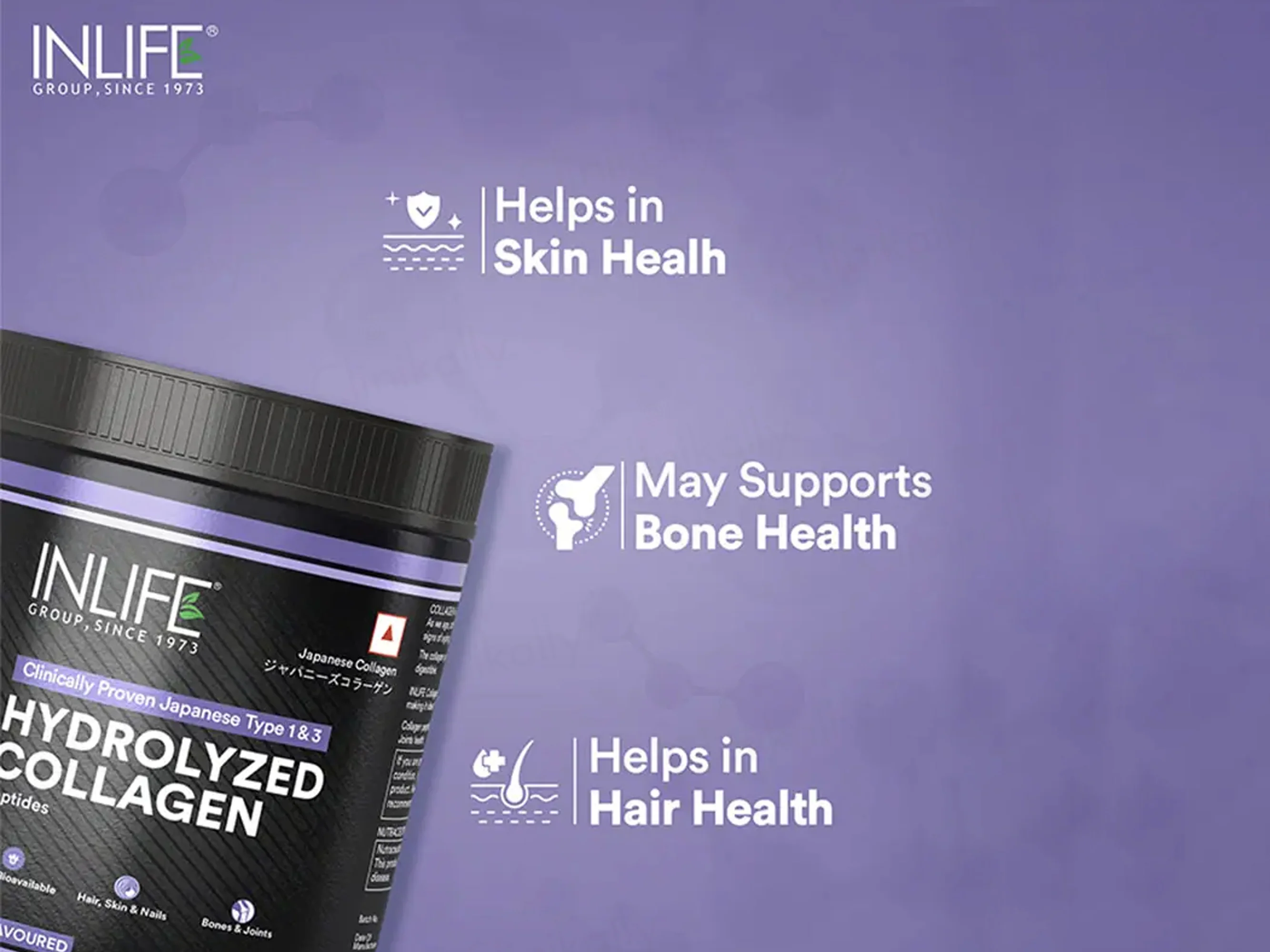 Inlife Japanese Hydrolyzed Type 1 & 3 Collagen Peptides Nutraceutical Powder - Image 7