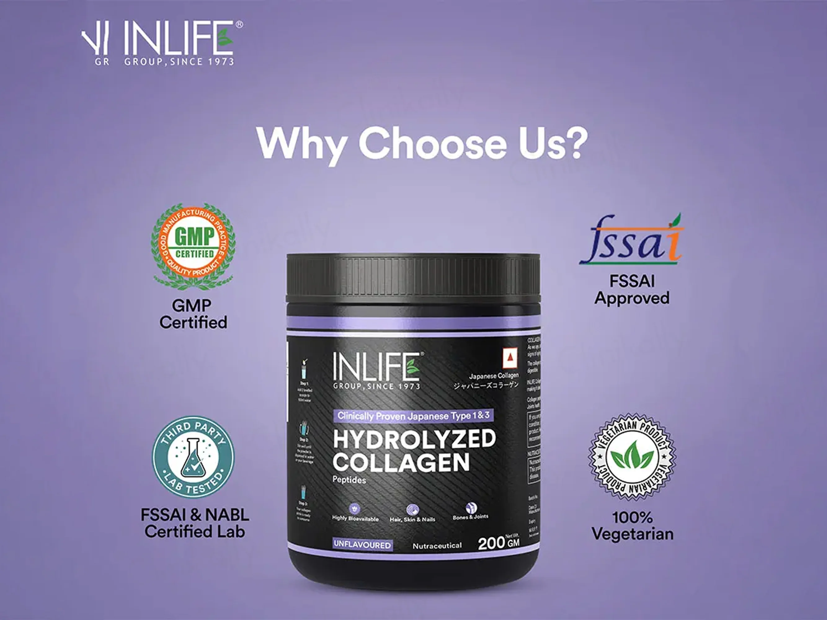 Inlife Japanese Hydrolyzed Type 1 & 3 Collagen Peptides Nutraceutical Powder - Image 9