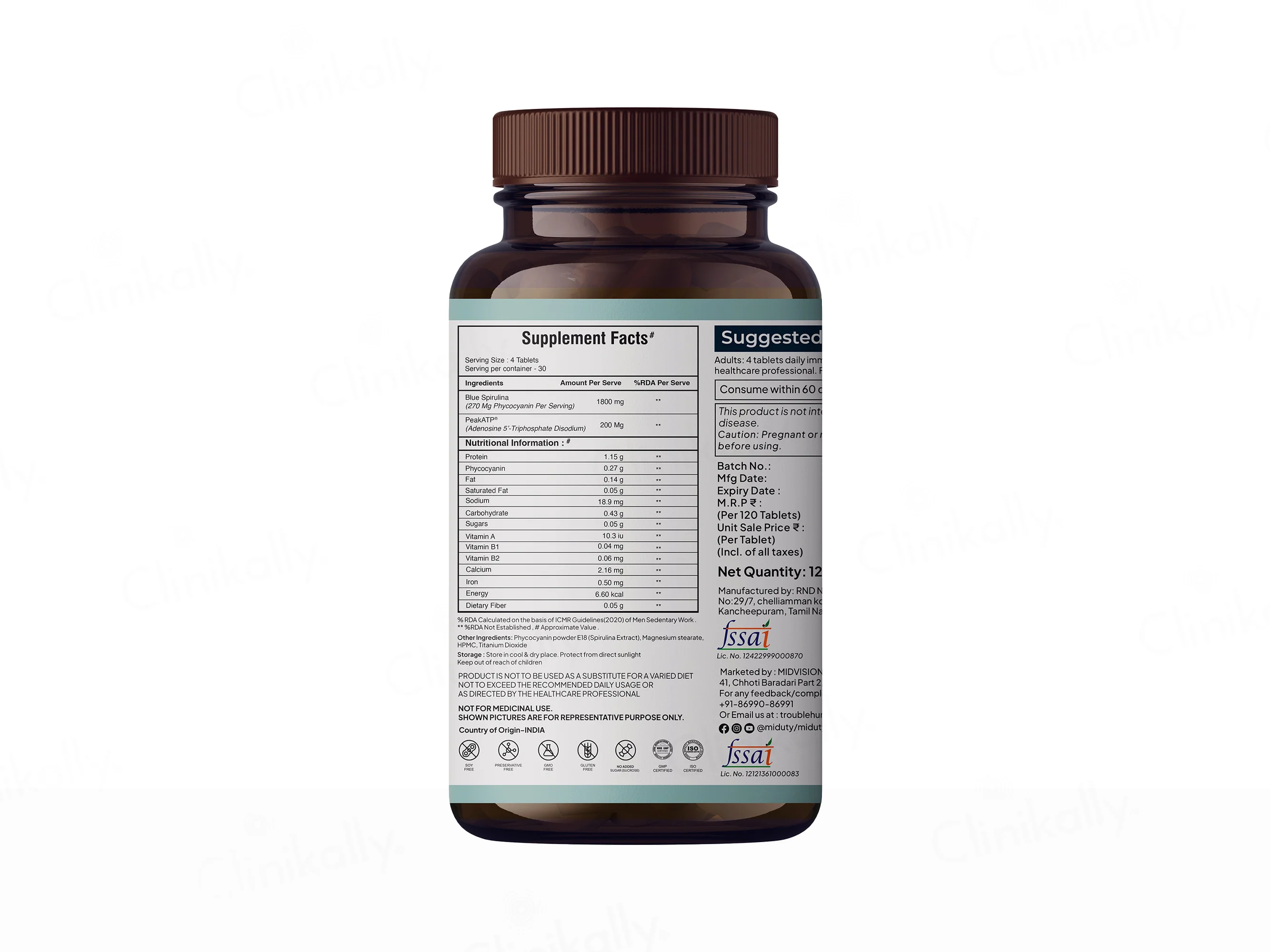 Miduty Blue Spirulina + PeakATP® With Phycocyanin Coating Tablet - Image 11