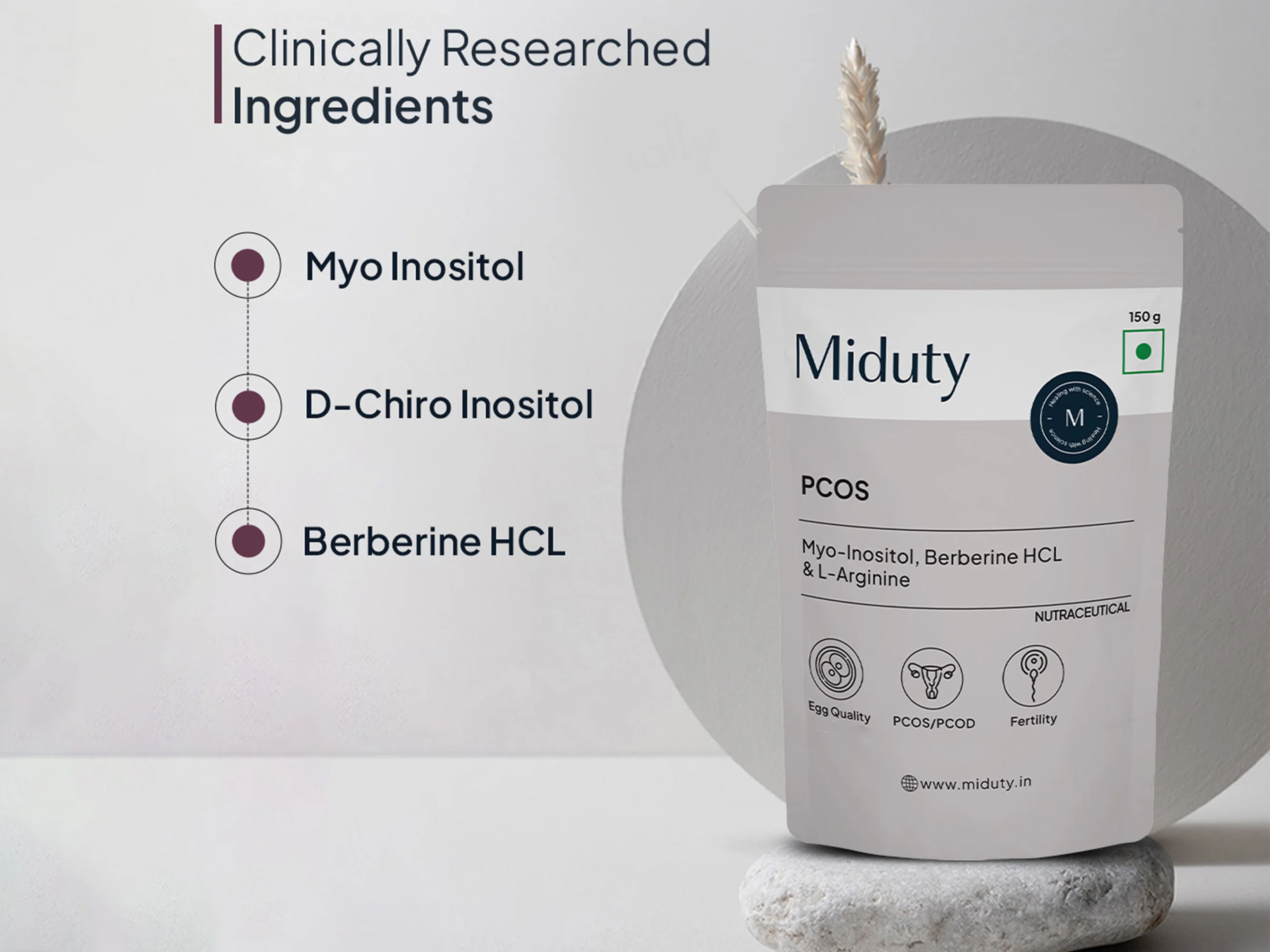 Miduty PCOS Myo-Inositol, Berberine HCl & L-Arginine Nutraceutical Powder - Image 5