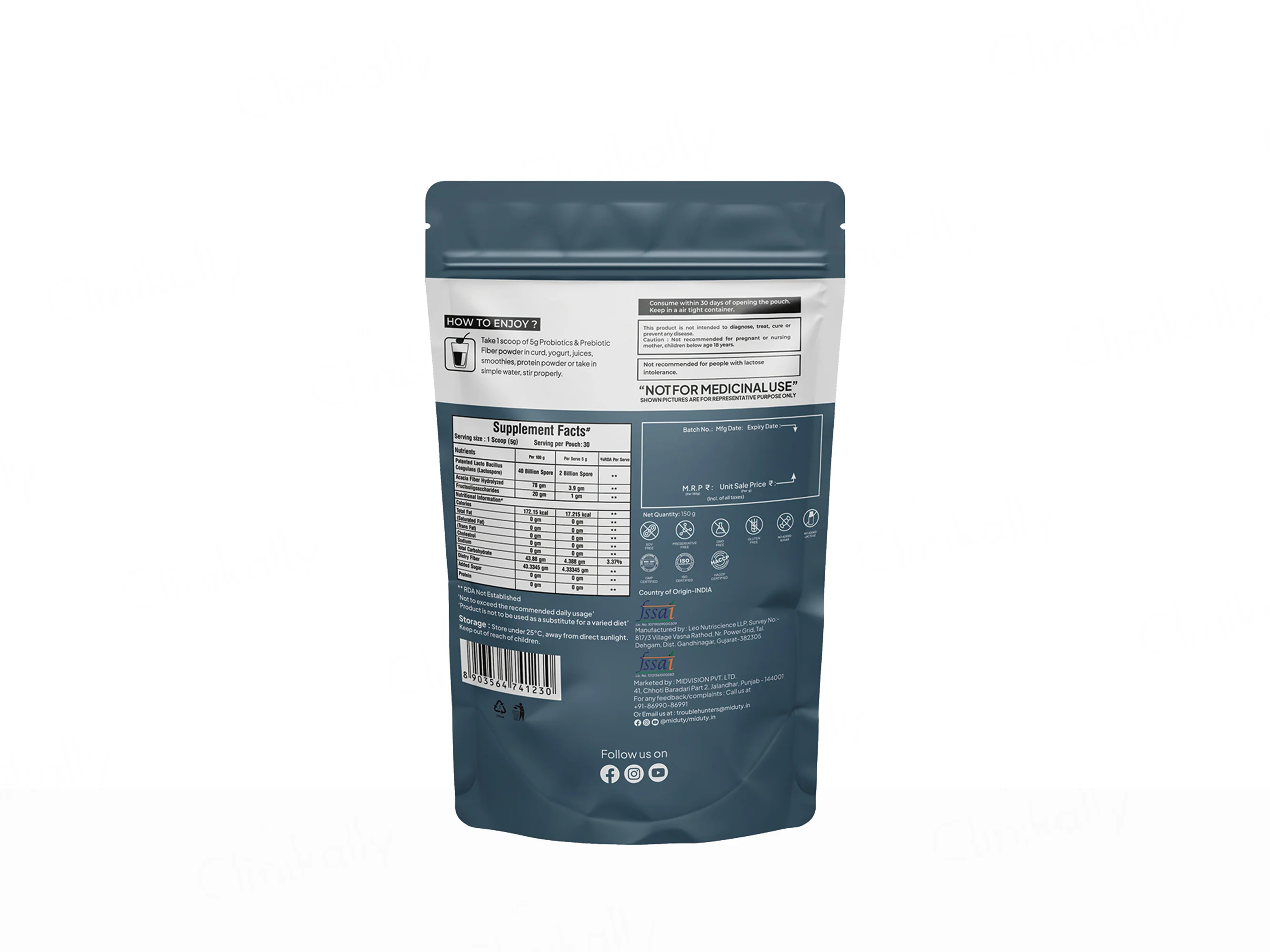 Miduty Probiotics & Prebiotic Fiber Nutraceutical Powder - Image 2