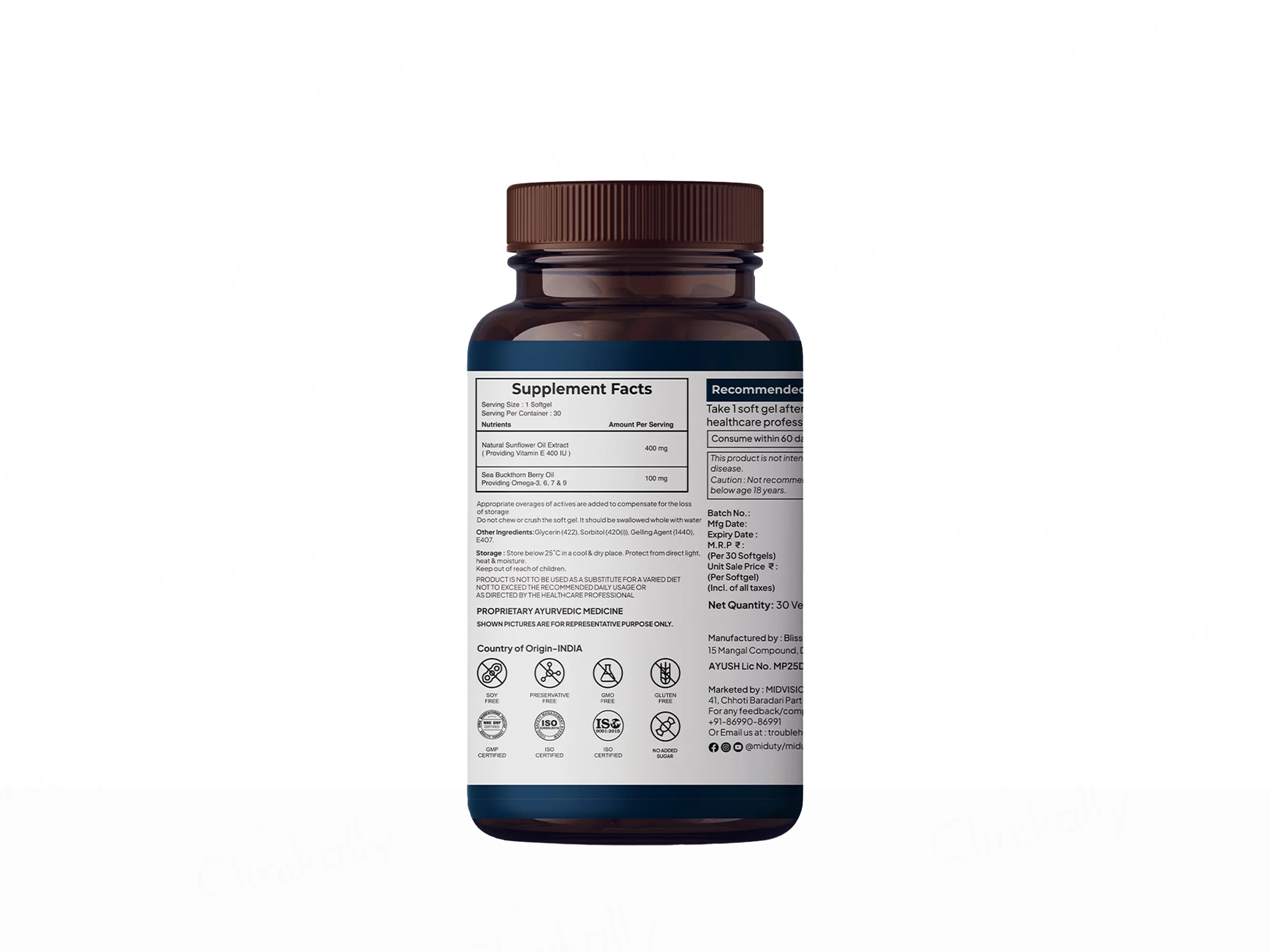 Miduty Pure & Natural Vitamin E Veg Softgel Capsule - Image 2