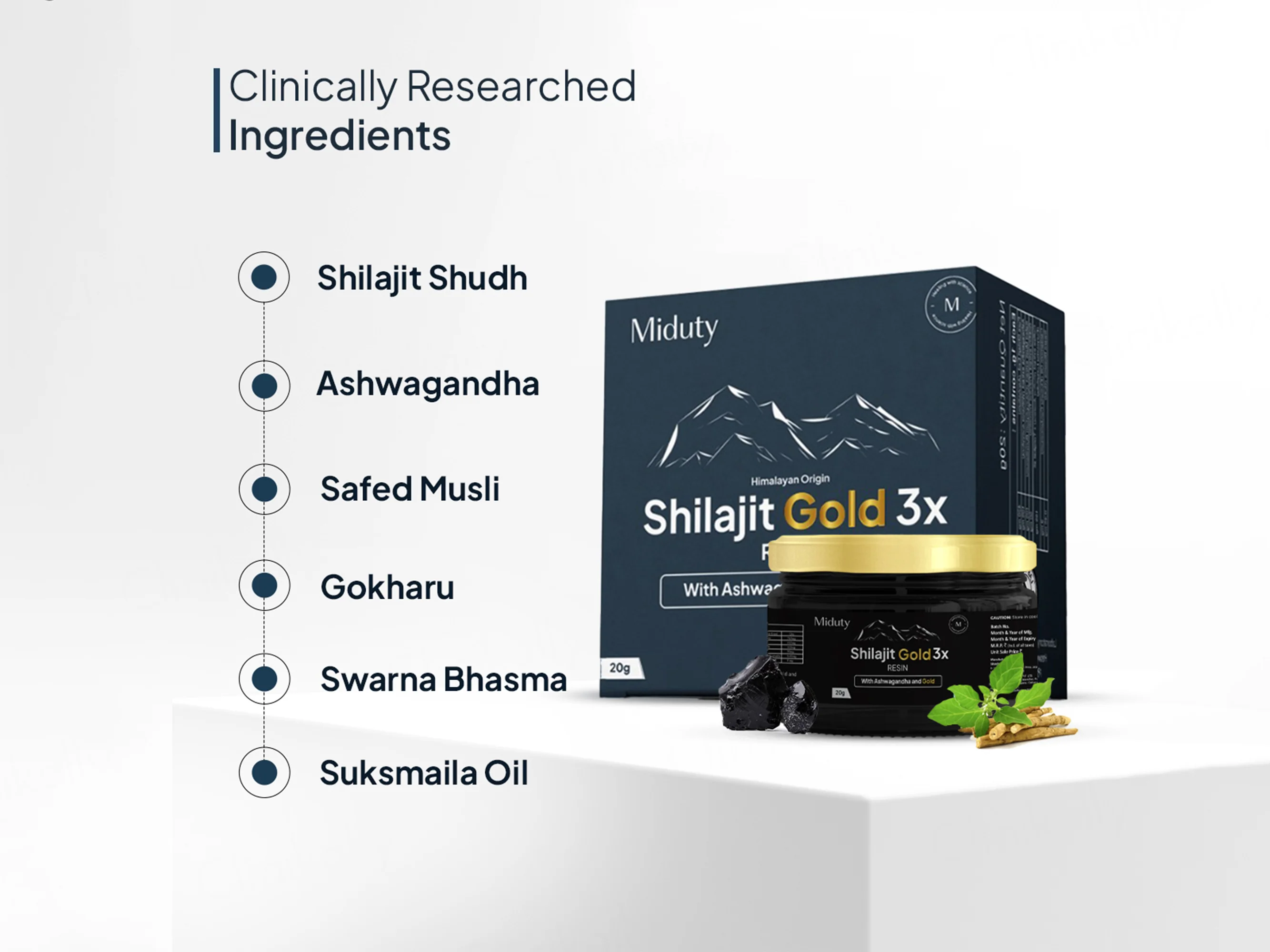 Miduty Shilajit Gold 3x Resin With Ashwagandha And Gold - Image 4