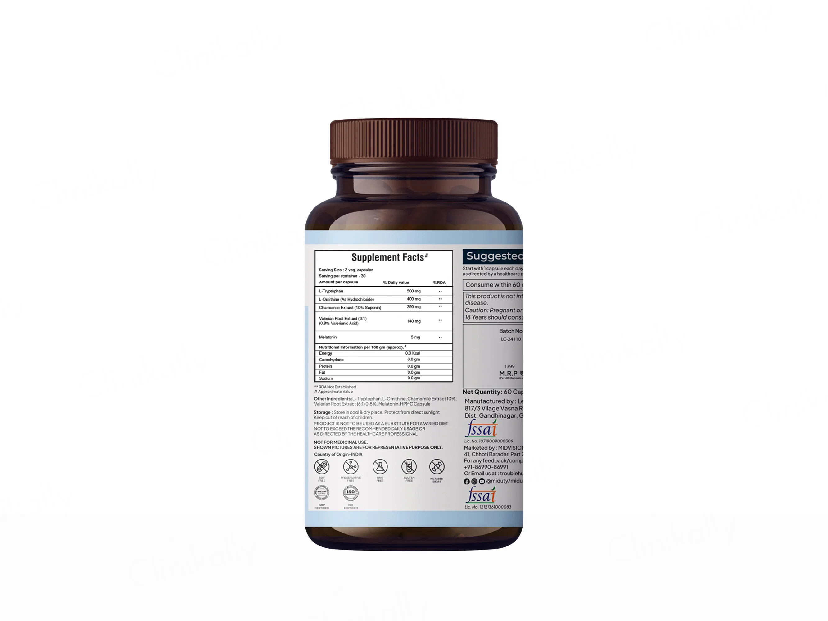 Miduty Sleep Well Melatonin, Chamomile Extract & L-Tryptophan Capsule - Image 2
