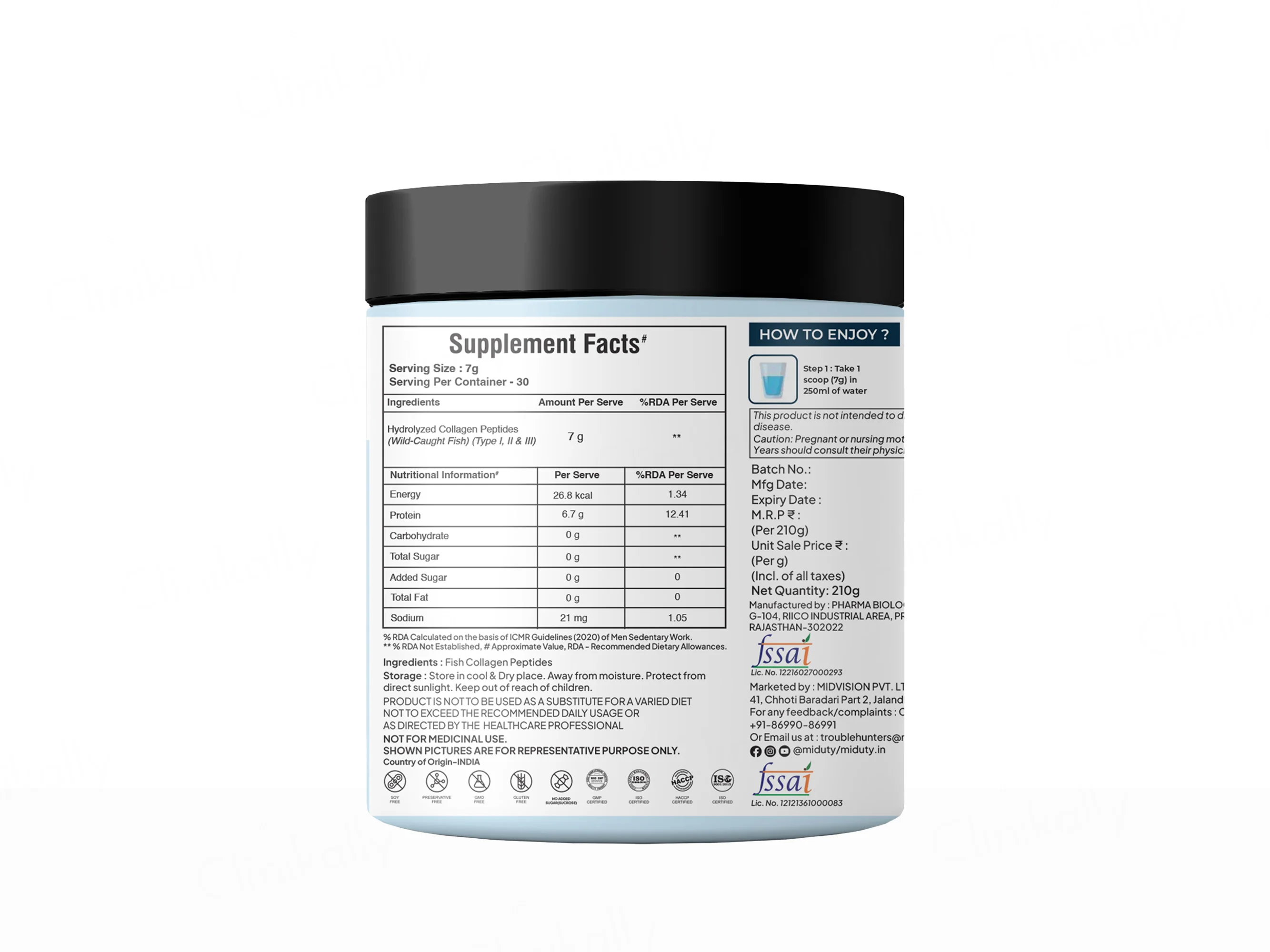 Miduty Type 1, 2 & 3 Hydrolyzed Marine Collagen 4X Peptides Powder - Unflavoured - Image 9