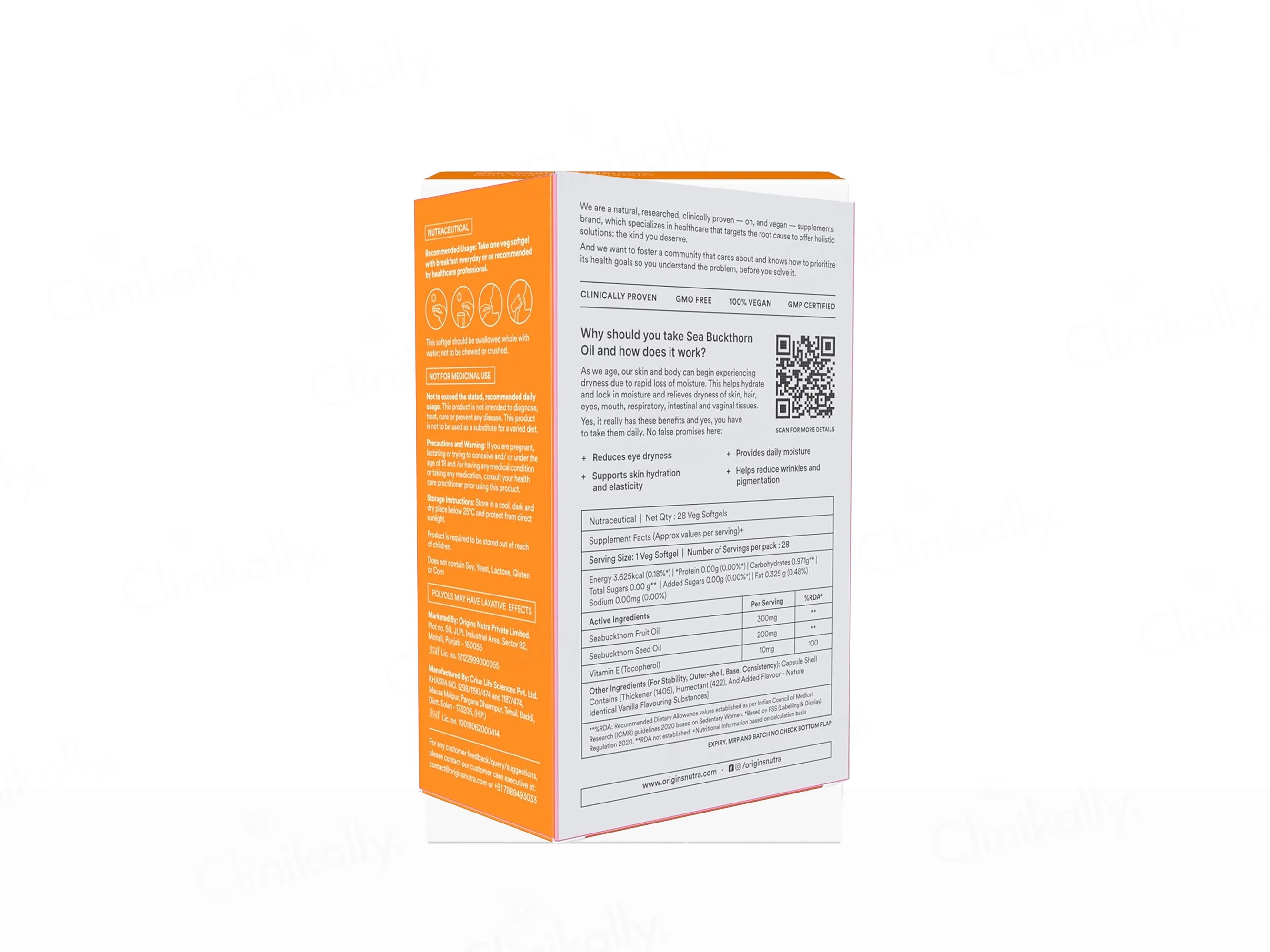 Origins Nutra Sea Buckthorn Oil 500mg Nutraceutical Veg Softgel Capsule - Image 8