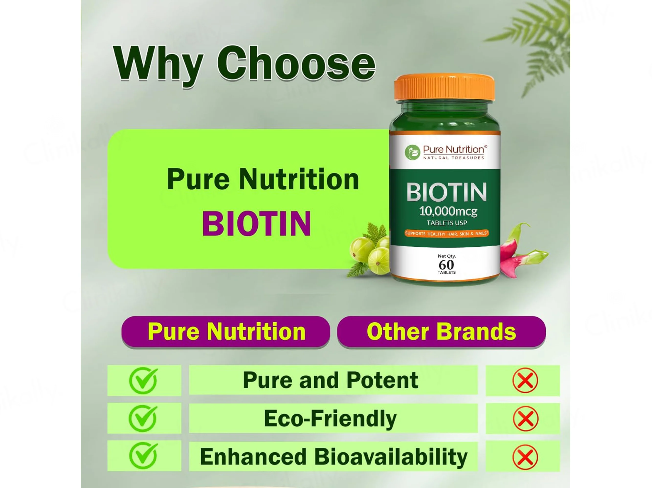 Pure Nutrition Biotin 10000mcg Veg Tablet - Image 5
