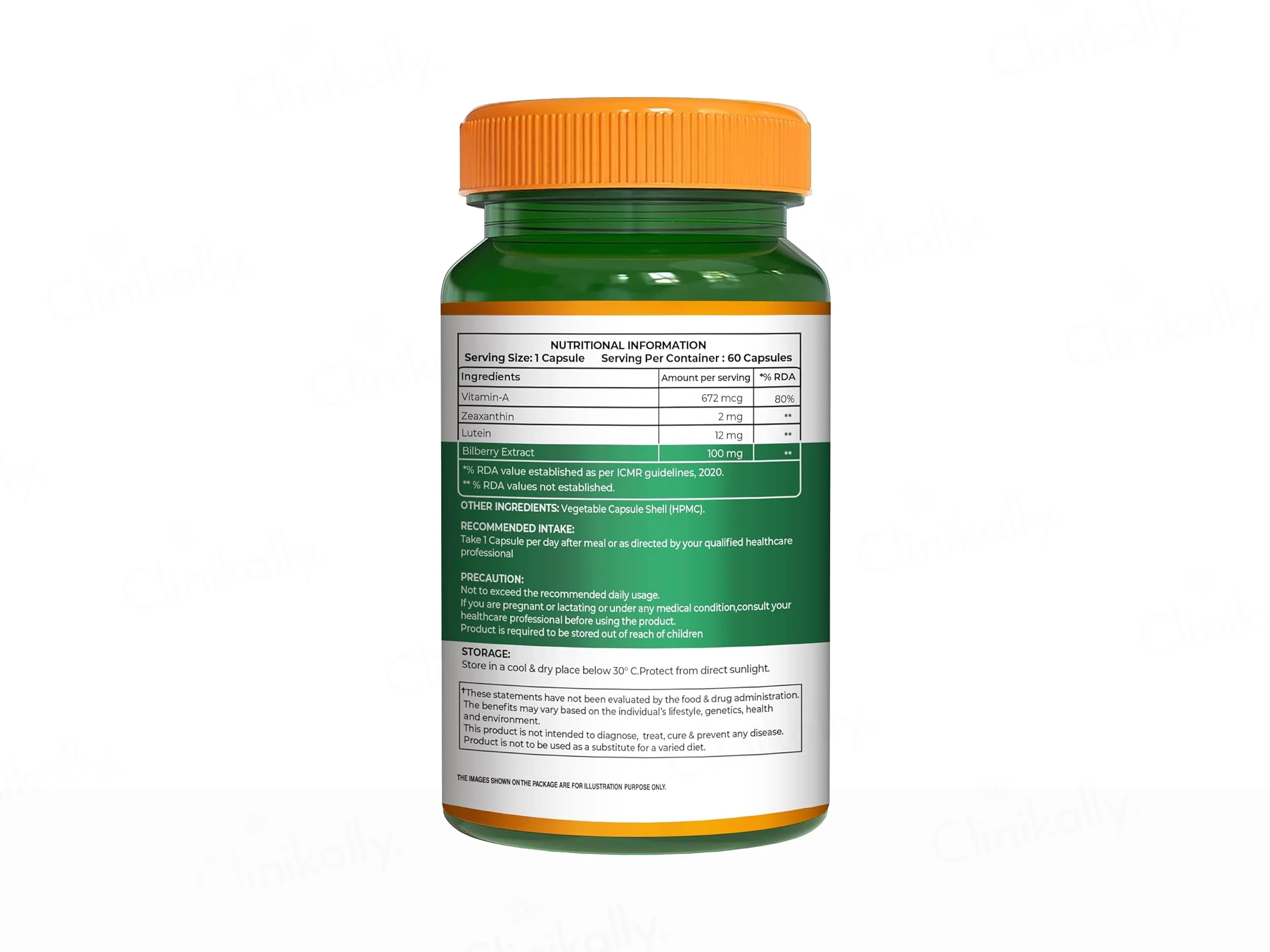 Pure Nutrition Eye Care+ With Lutein, Zeaxanthin, Vitamin A & Bilberry Veg Capsule - Image 6