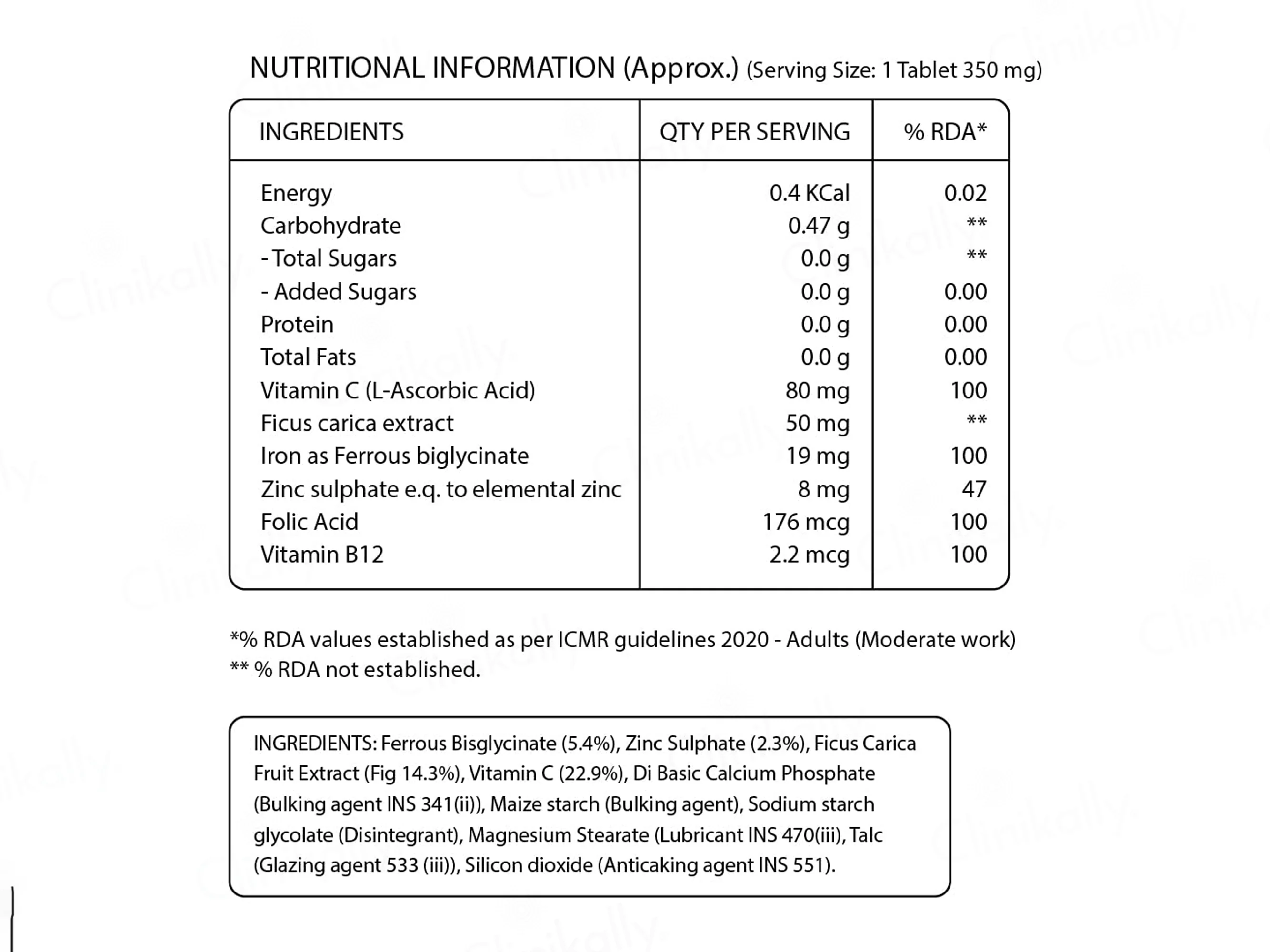 Pure Nutrition Iron With Folic Acid, Vitamin C & Zinc Veg Tablet - Image 2