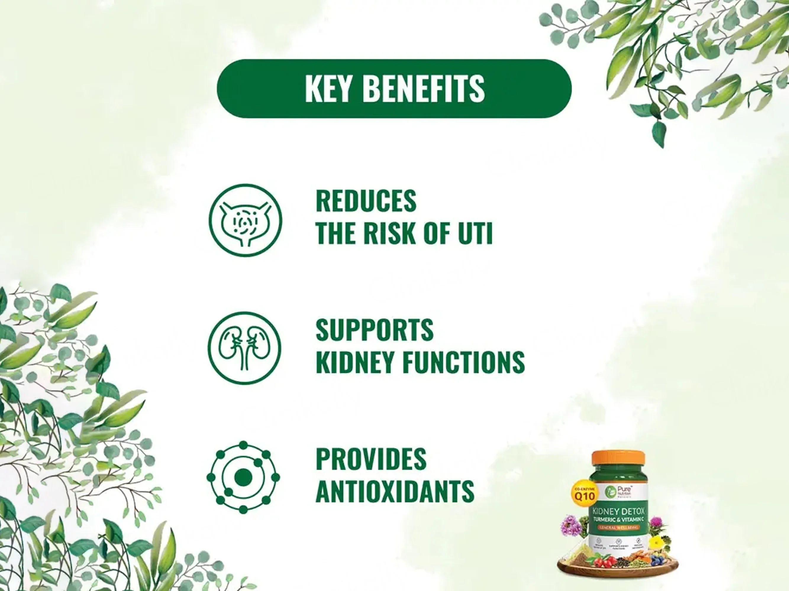 Pure Nutrition Kidney Detox Turmeric & Vitamin C Veg Capsule - Image 4