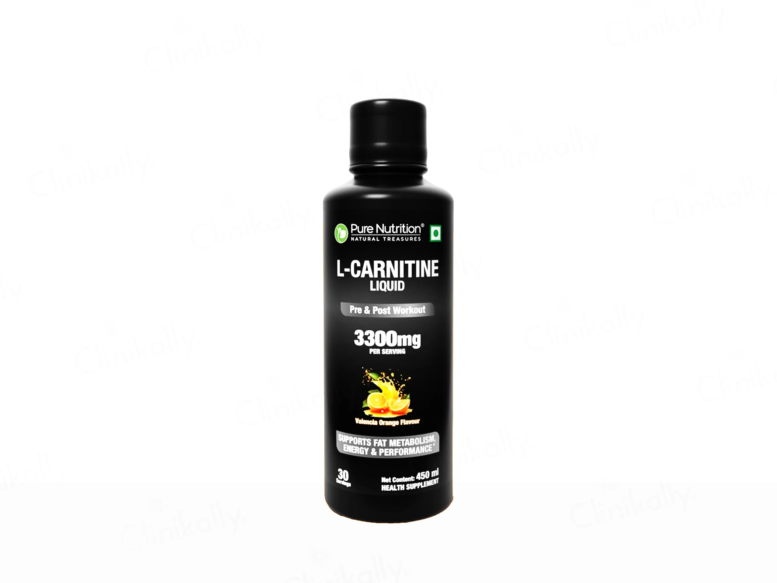 Pure Nutrition L-Carnitine 3300mg Pre & Post Workout Liquid - Valencia Orange Flavour