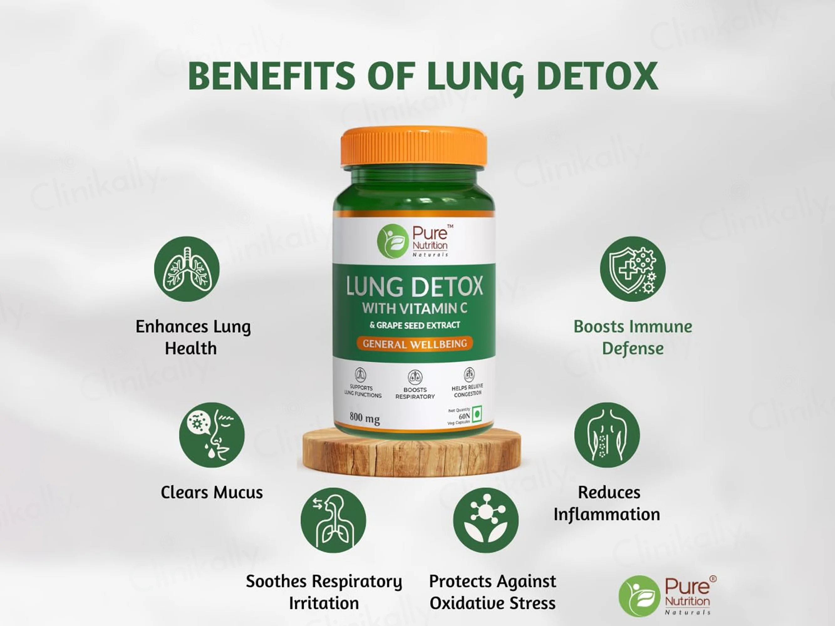 Pure Nutrition Lung Detox With Vitamin C & Grape Seed Extract Veg Capsule - Image 7